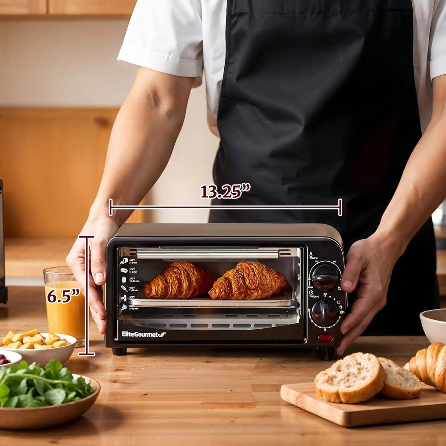 Elite Gourmet ETO236 Personal Compact 2 Slice Countertop Toaster Oven 