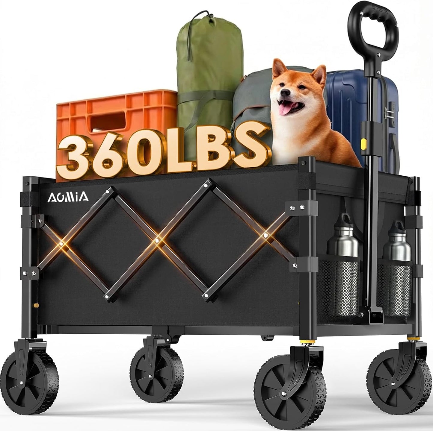 Collapsible Foldable Wagon with Wheels Heavy Duty Folding Wagons Carts