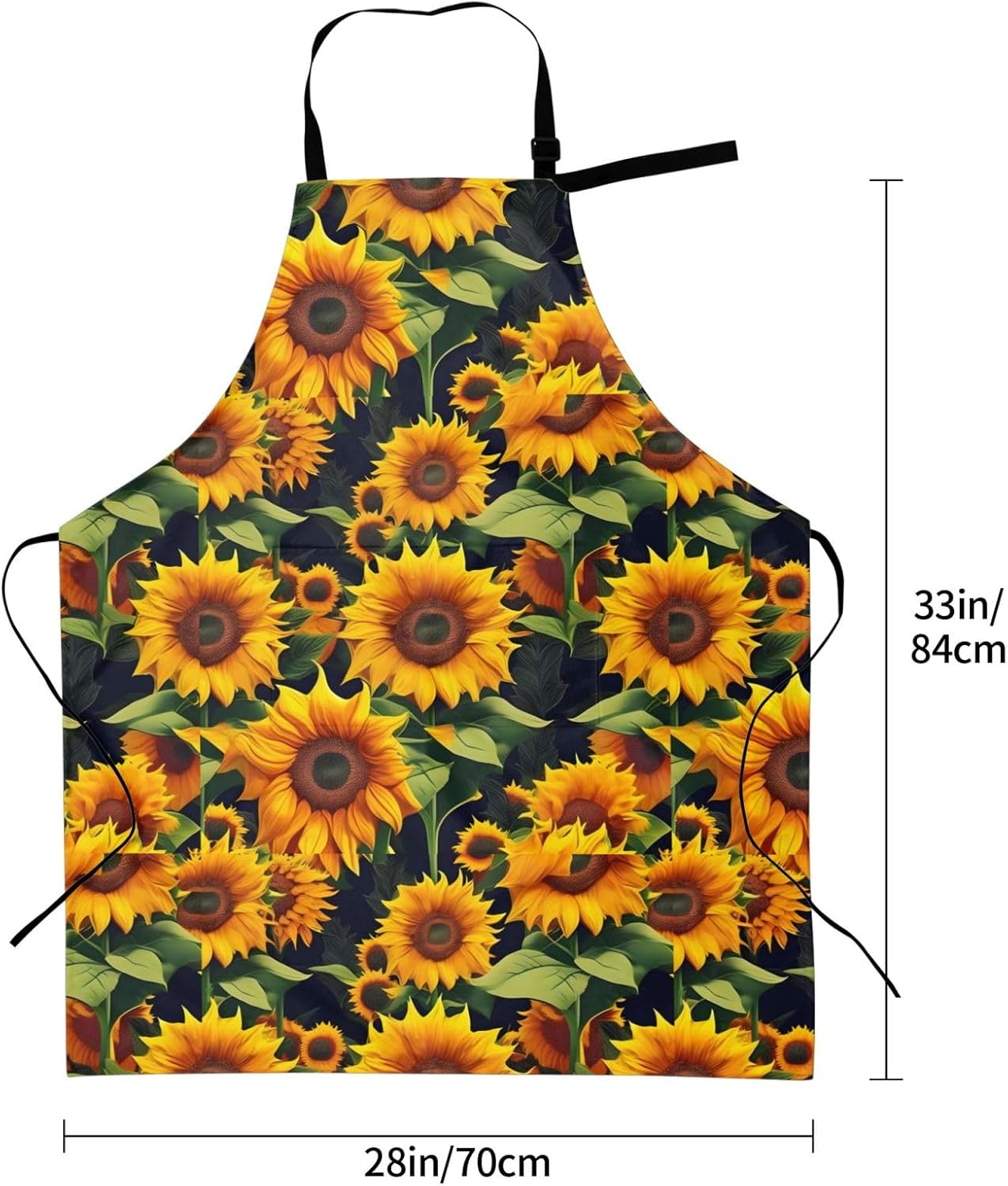 YANYU Beautiful sunflower Print 28x33 In Kitchen Apron Stylish Chef Apron with Pockets for Cooking Baking Painting