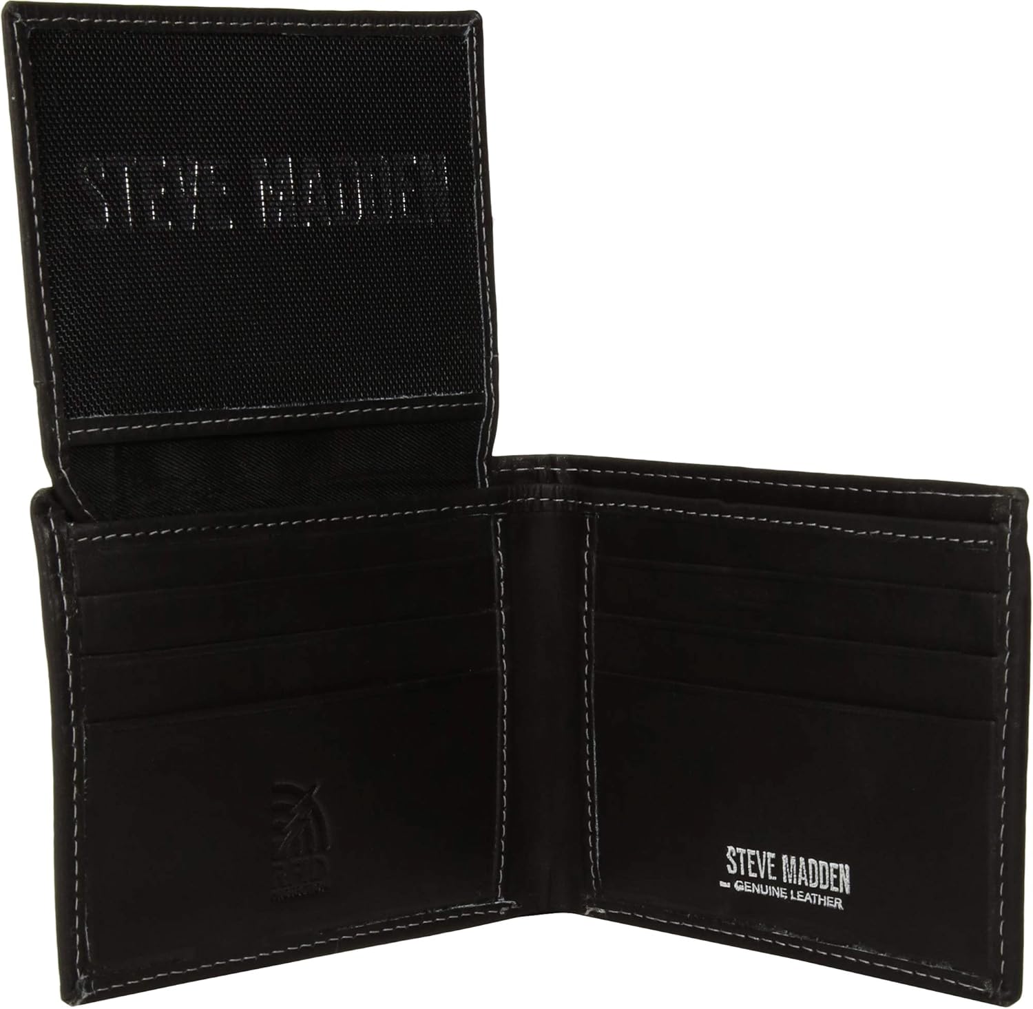 Steve Madden Men's Slim Leather Wallet with Extra Capacity Attached Fl