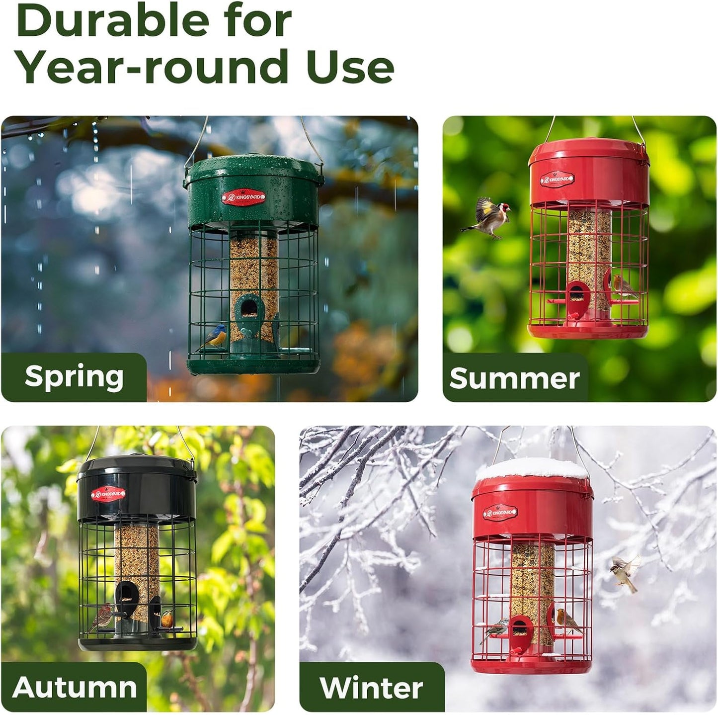 Kingsyard Upgraded Squirrel Proof Caged Bird Feeder for Outdoor Hangin