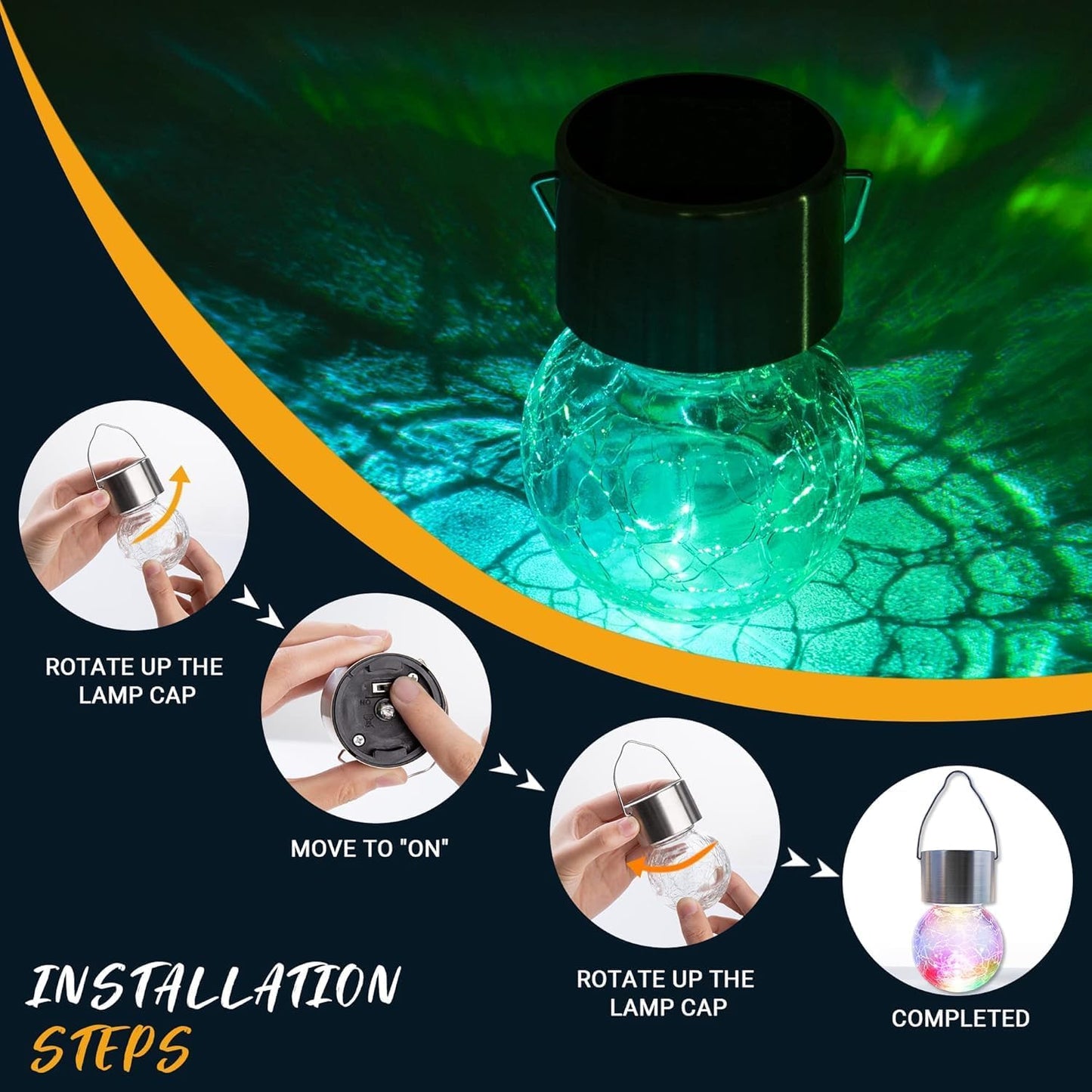 GIGALUMI Solar Lights Outdoor Waterproof, 12 Pack Solar Hanging Lights