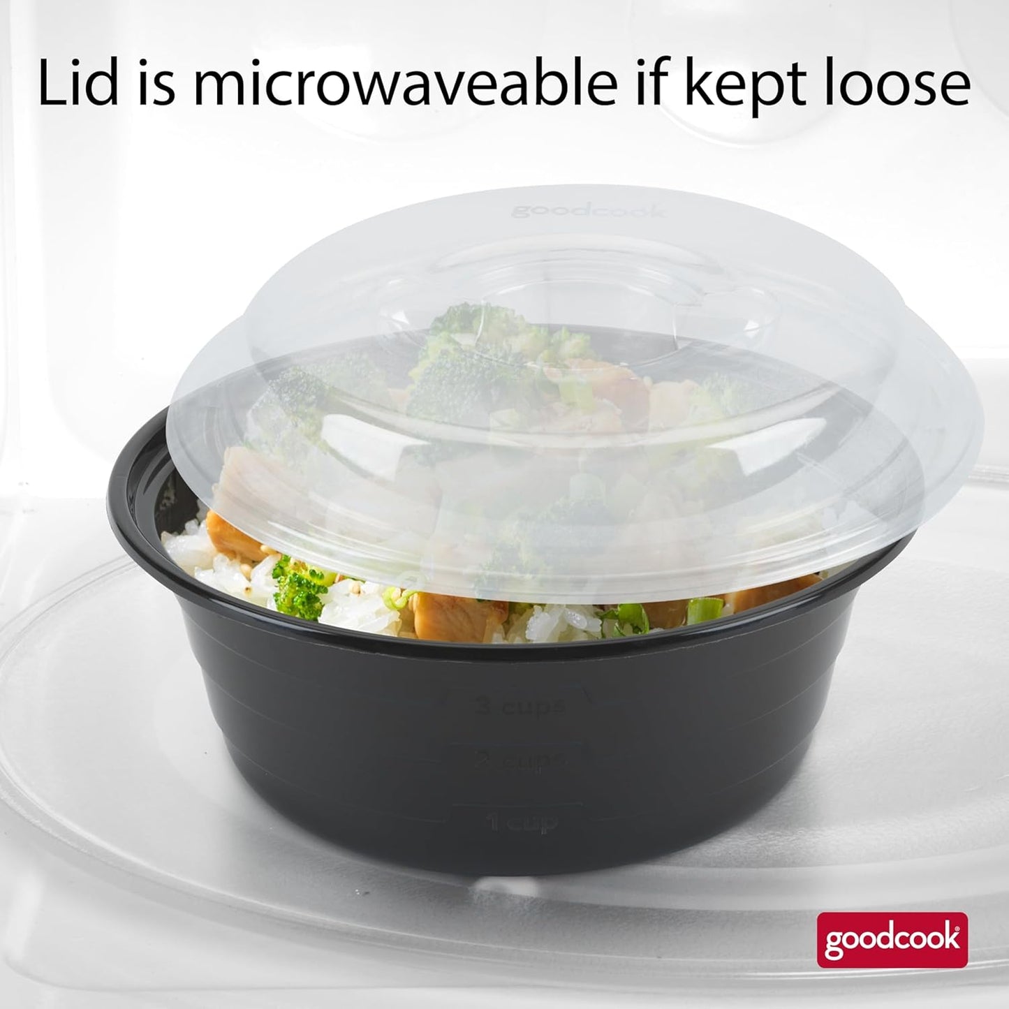 GoodCook 4-Cup Meal Prep Bowls Set with Lids and Dressing Cup, Microwa