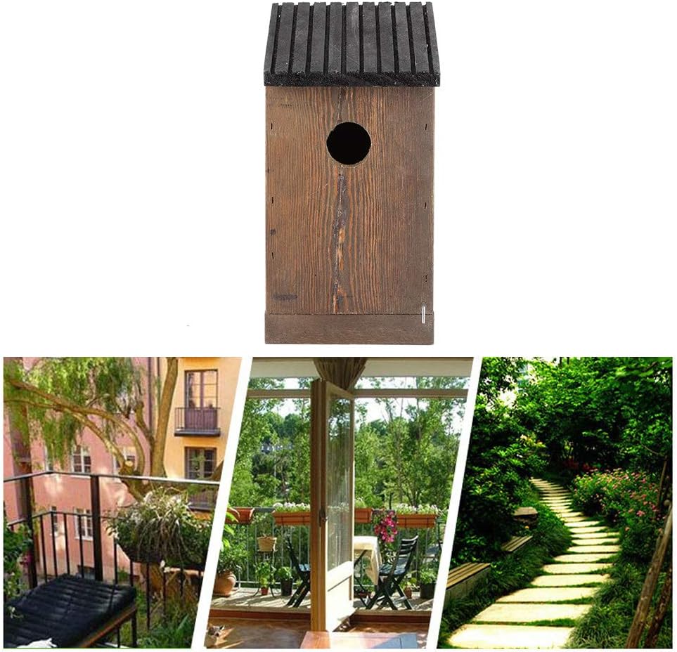 Wood Bird House, Hanging Bird Nesting Box, Woody Woodpecker House Woodland Cabin Resting Place for Birds, Outdoor Decor and Wooden Garden Decoration - Moisture Proof