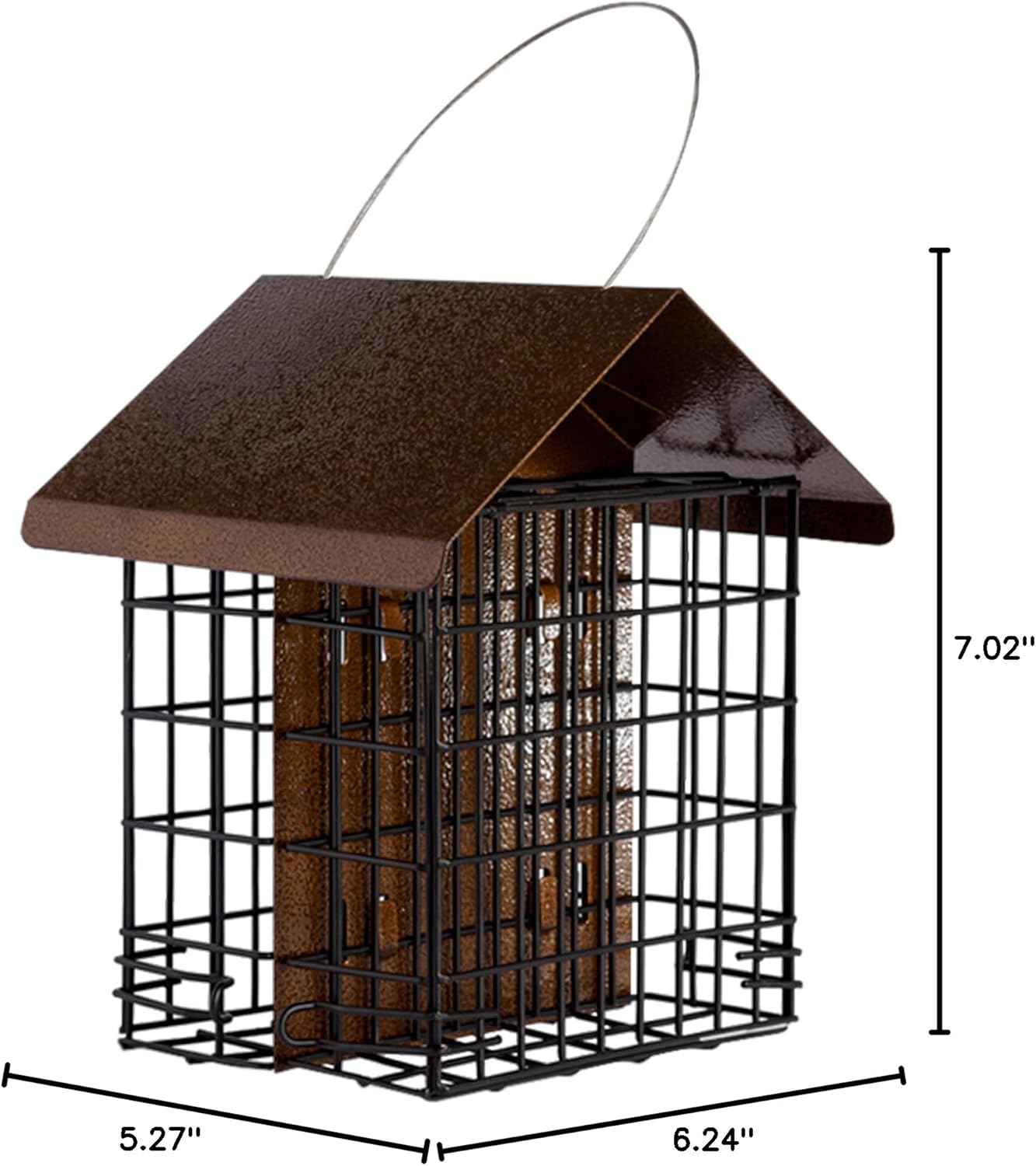 MEKKAPRO Suet Feeder for Outside Hanging Metal Roof, Woodpecker Feeder, Two Suet Bird Feeder Capacity, Cage Hanger Hanging Bird Feeder Easily Fits 2 Suet Cakes Holder - Wild Bird Feeder Basket
