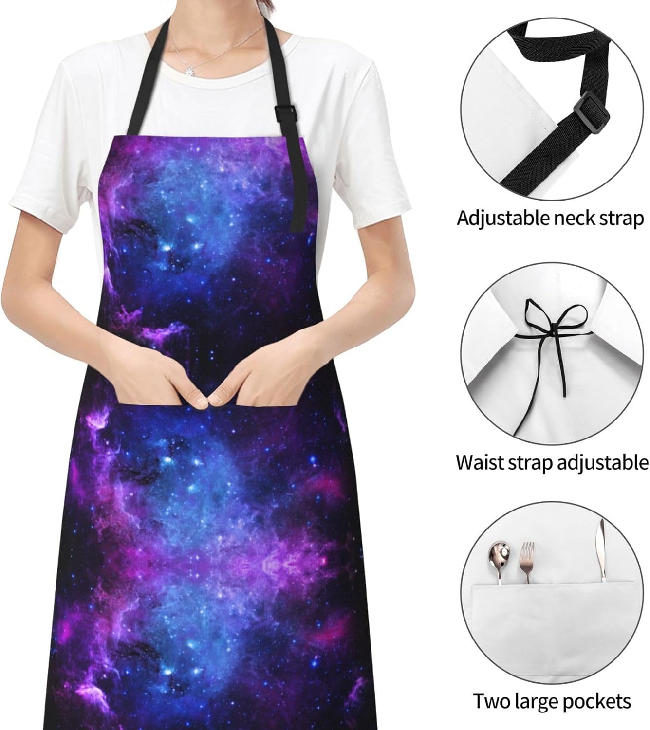 Universe Galaxy Star Space Print 28x33 In Adult Kitchen Apron with Poc