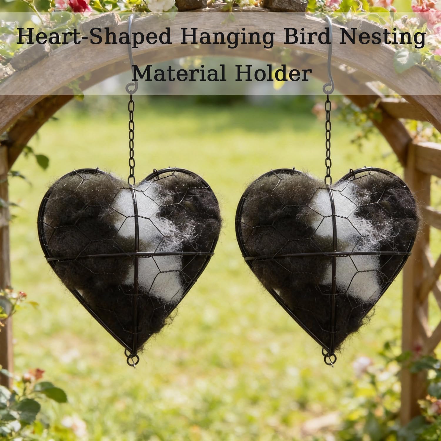 WesGen Handmade Bird Nesting Heart Refillable, 4 Bags Natural Bird Nes