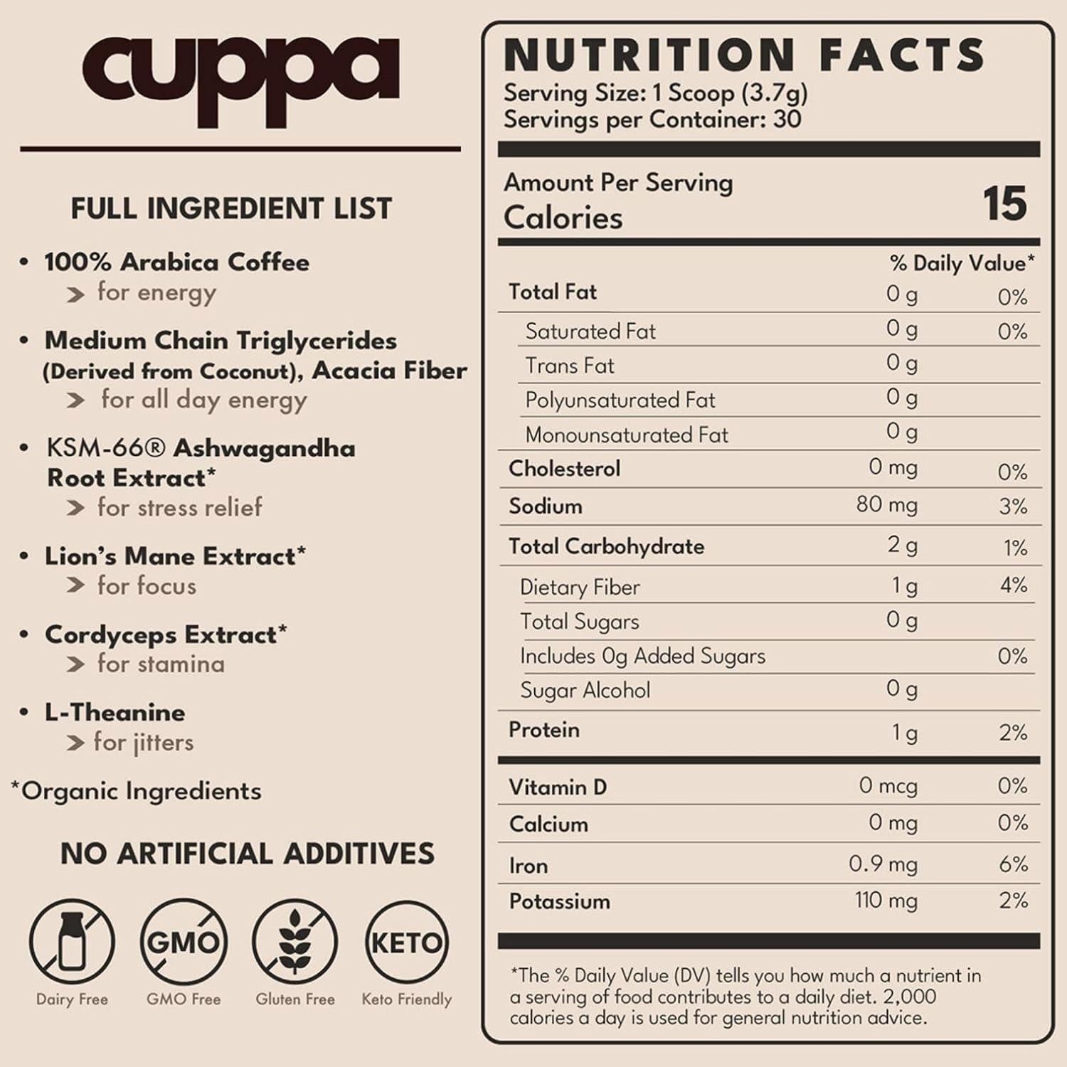 Cuppa Medium Roast Mushroom Coffee with Adaptogens & Superfoods - Lion