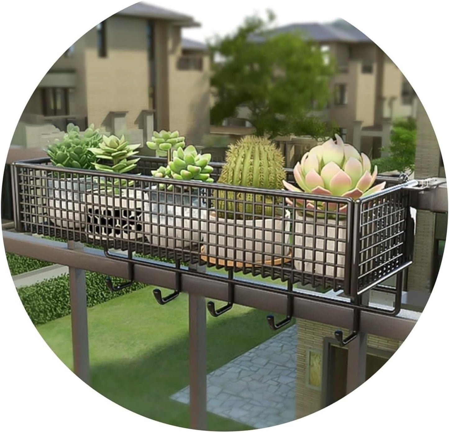 Black Railing Planter, Fence & Balcony Window Sill Flower Pot Holder, 