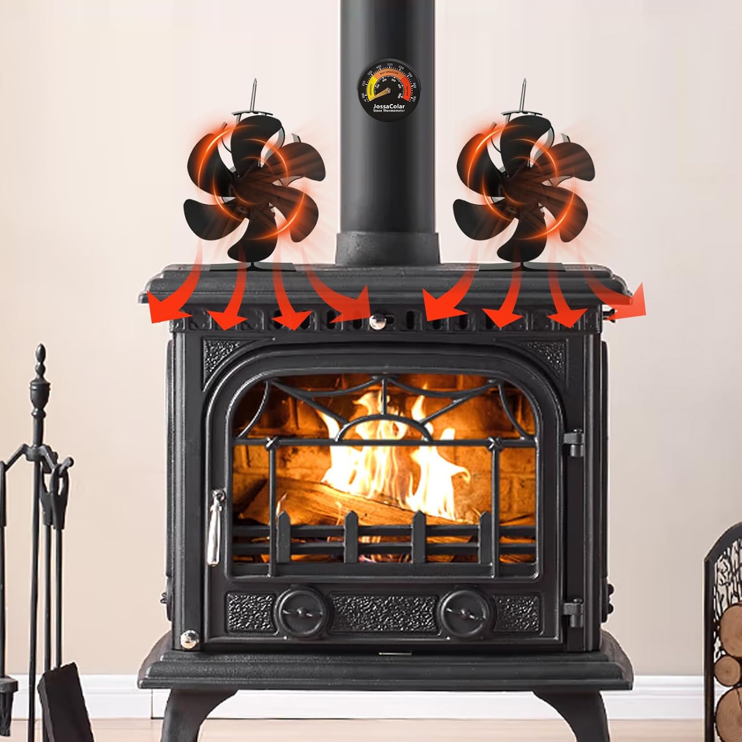 Wood Stove Fan Heat Powered Fireplace Fan Non Electric, Thermal Fan fo