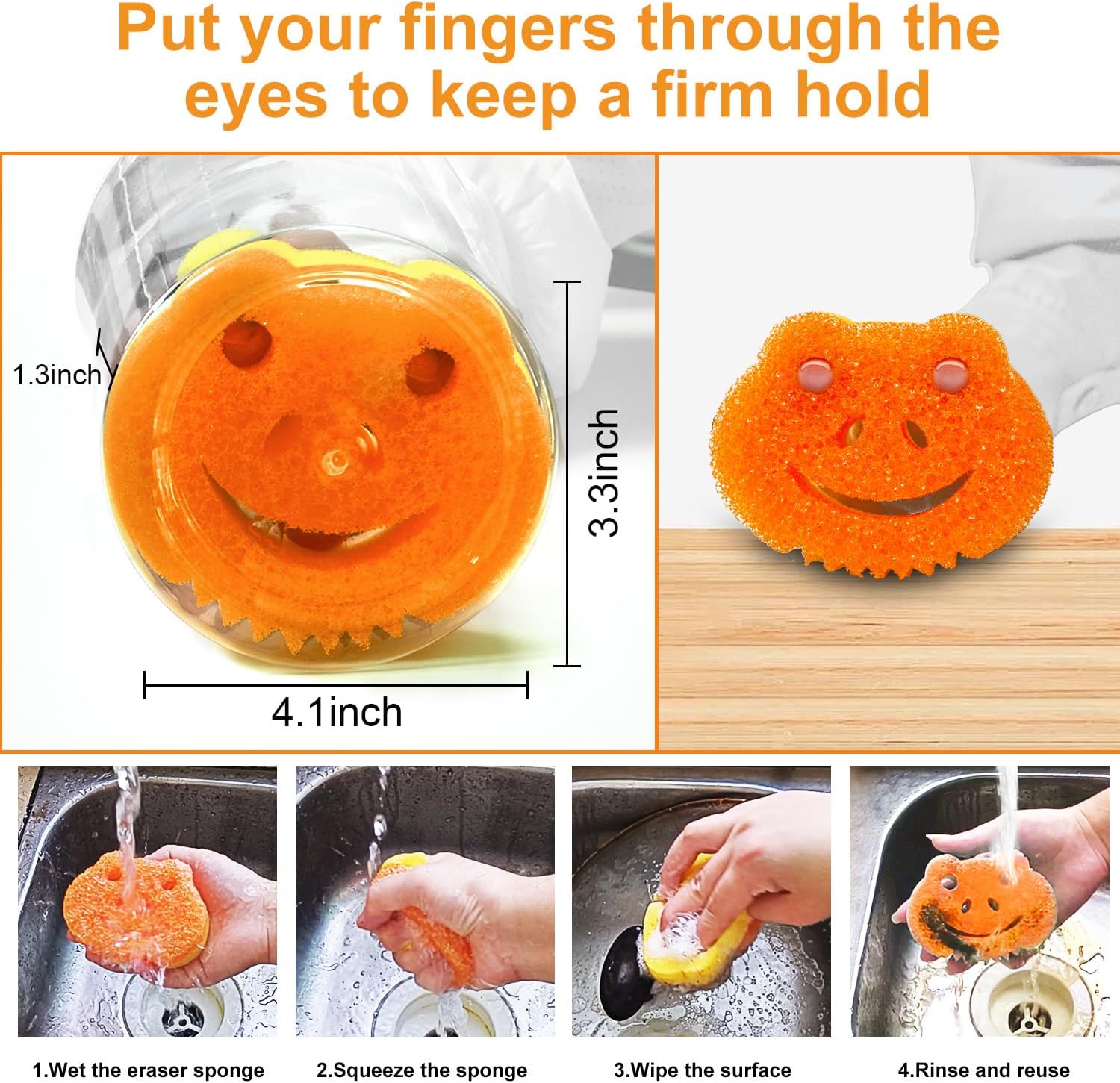 SmilePowo 5 Pack Scrub Sponge, Dual-Sided Temperature Controlled Kitch