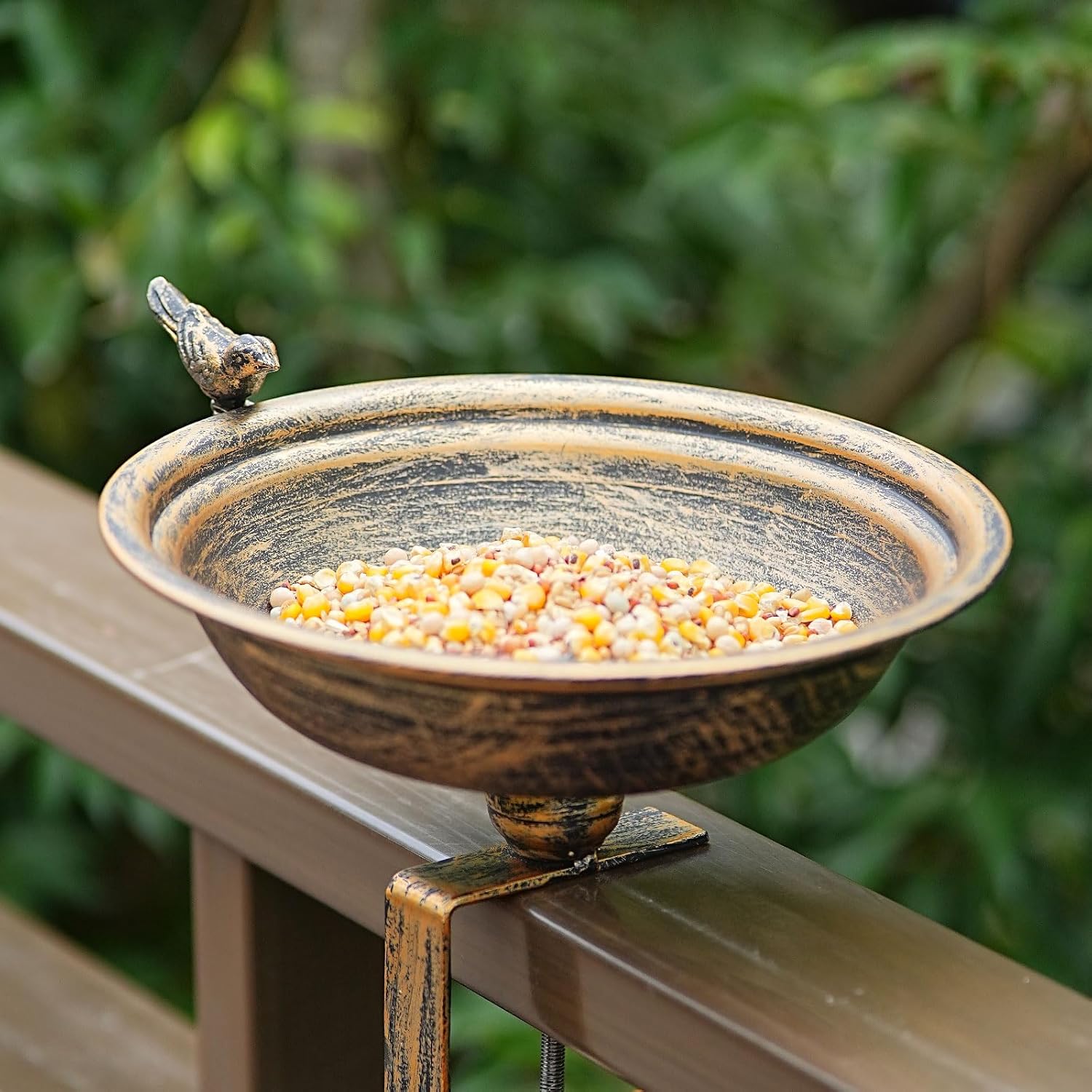 11 Inchs Diam Deck Bird Bath,Metal Bird Bath for Deck Railing,Bird Bat