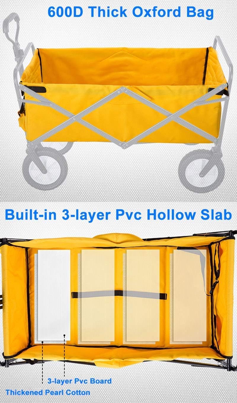 Garden Roly Foldable Cart High Durability Holiday Trolley Pull Truck Transporter with Brake Wheels Foldable 90kg/198lb Capacity Shopping Cart (E: Green) (F: Red) (B: Yellow)