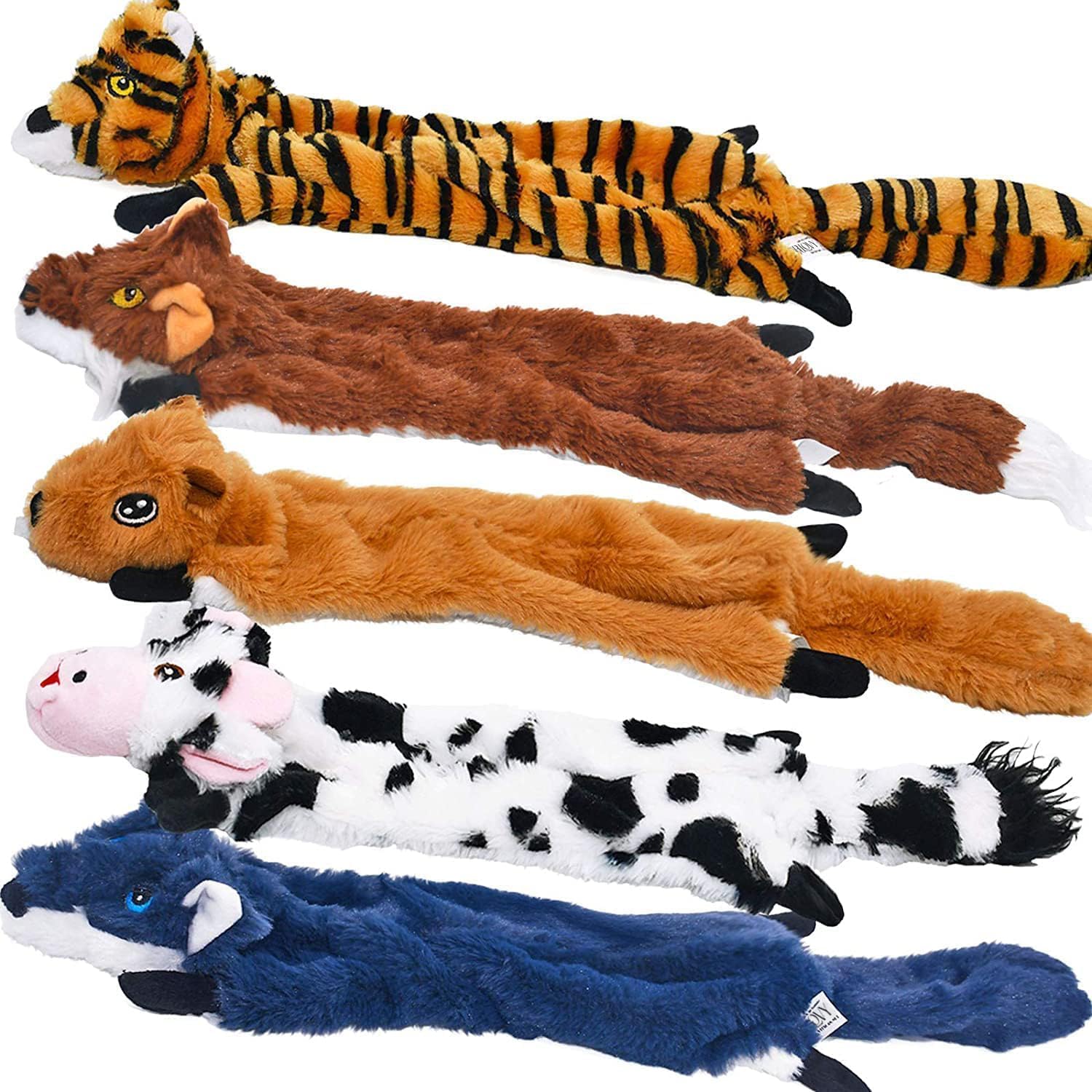 SHARLOVY Dog Squeaky Toys 5 Pack, Pet Crinkle Toy No Stuffing Animals 