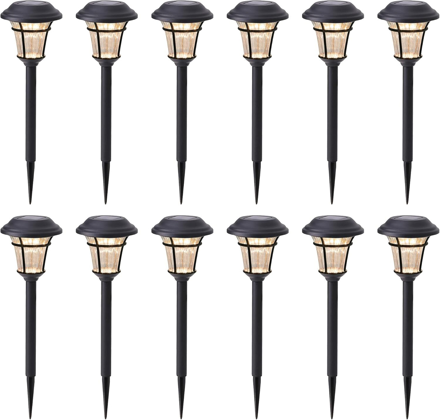 MAGGIFT 12 Pack Solar Pathway Lights Outdoor Solar Garden Lights for P