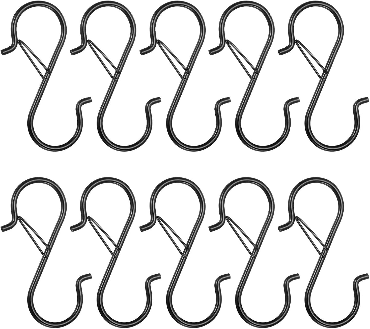 HARFINGTON 10pcs S Hooks 3.5" Metal Hanging S Shaped Hooks Small S Hanger Closet Rod Hooks for Hanging Kitchen Utensils Cups Plants Jewelry Jeans Clothes Towels Tools, Black