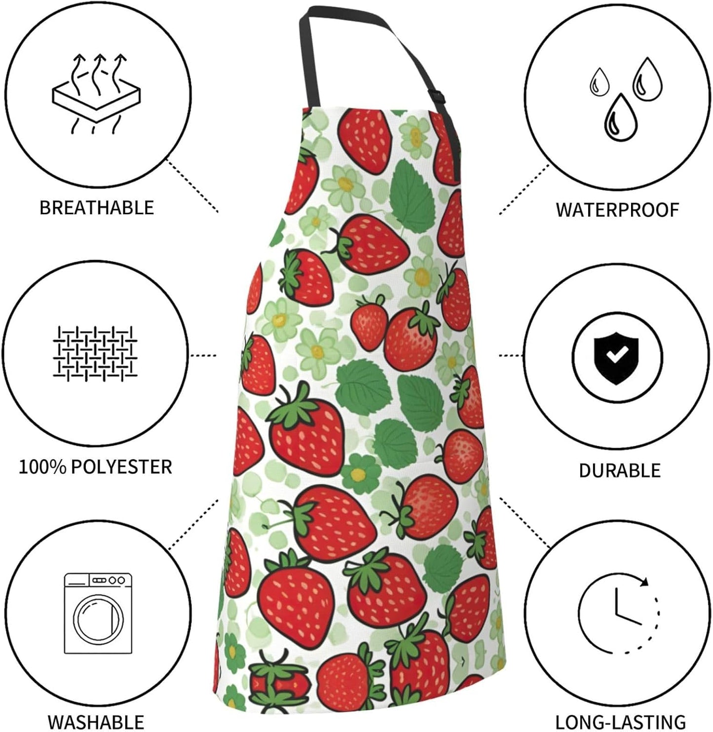 Strawberry pattern print Waterproof chef's apron with pocket apron for