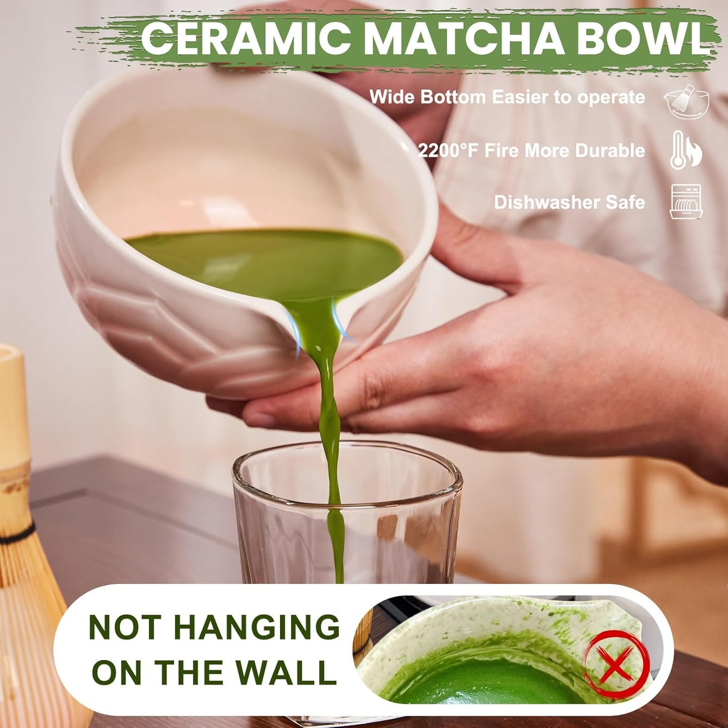 Matcha Whisk Set, Lotus Gradient Pink Ceramic Matcha Set Includes Matcha Bowl, Matcha Whisk (Chasen) and Holder, Sifter, Bamboo Scoop & Spoon - 6 Pcs Matcha Kit for Matcha Lovers