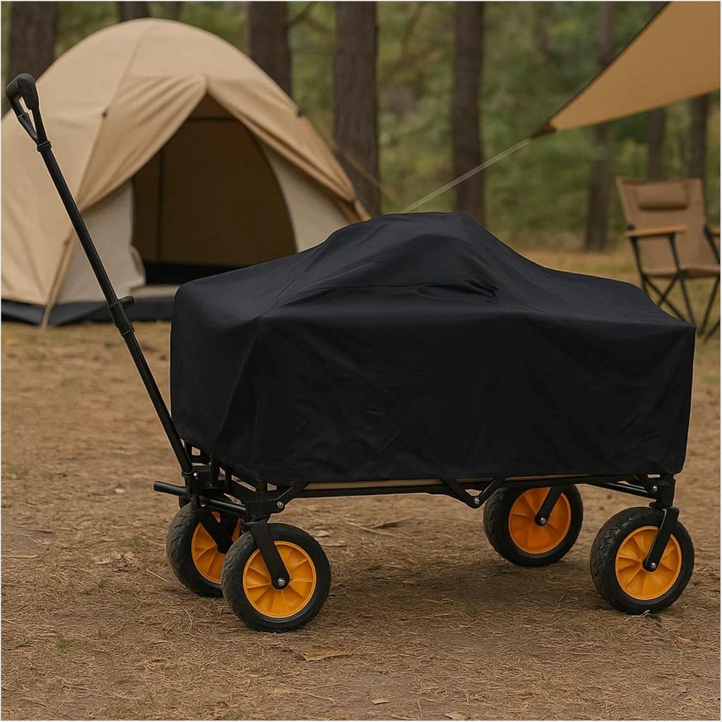 Utility Wagon Cover Waterproof – Heavy Duty Folding Wagon Cover for Garden Cart Outdoor Storage, Fits Wagon Up to 55" L x 47" W x 16" H