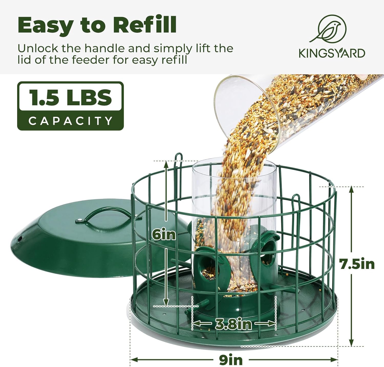 Kingsyard Tube Squirrel Proof Bird Feeders for Outdoor Hanging, Metal 
