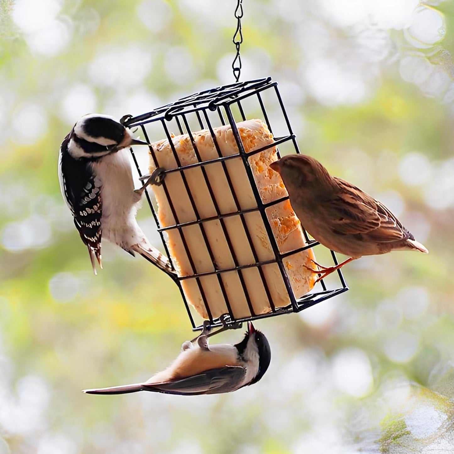 4 Pack Suet Bird Feeders Outdoor Suet Cake Feeder Garden Cages for Outside Hanging Metal Garden Yard Wildbird Woodpeckers Feeding(Black)