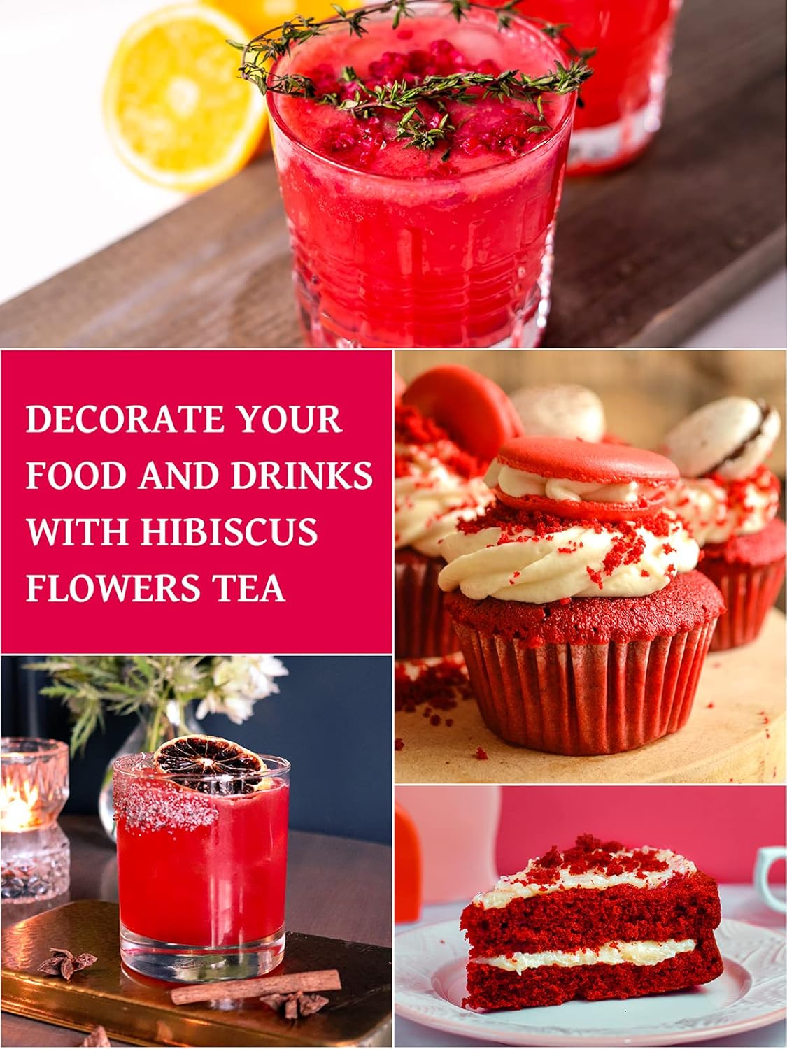 TeeLux Hibiscus Tea Bags, Natural Hibiscus Flowers Herbal Tea, Caffeine Free, Refreshing Tart Flavor, Hot & Iced Tea, 50 Count