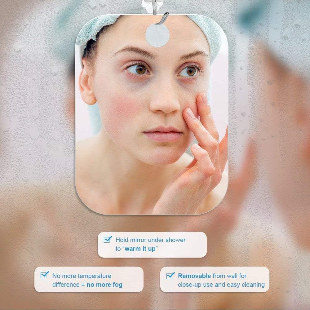 Deluxe Large Fogless Shower Mirror, Fogless Shaving Mirror(7.48 in X 1