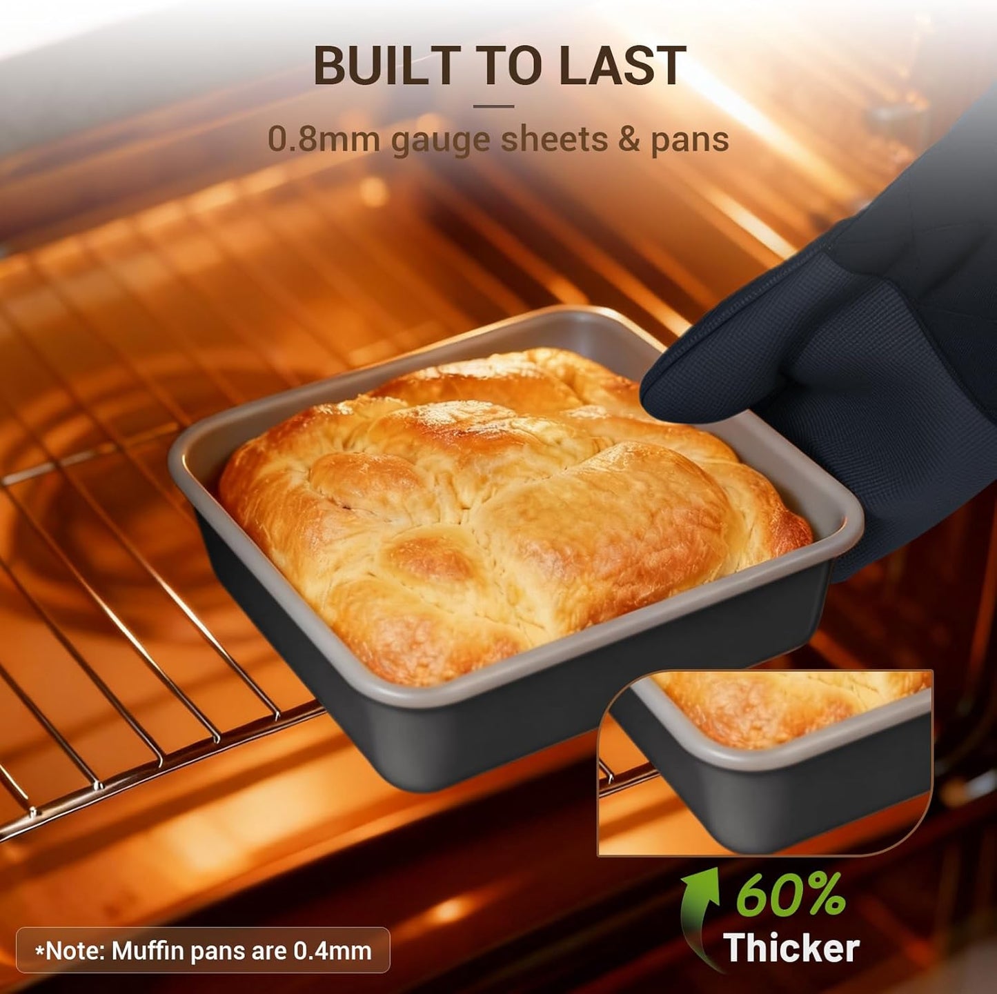 Ammeloo 22-Piece Baking Pans Set Stackable Bakeware Non Stick Baking S