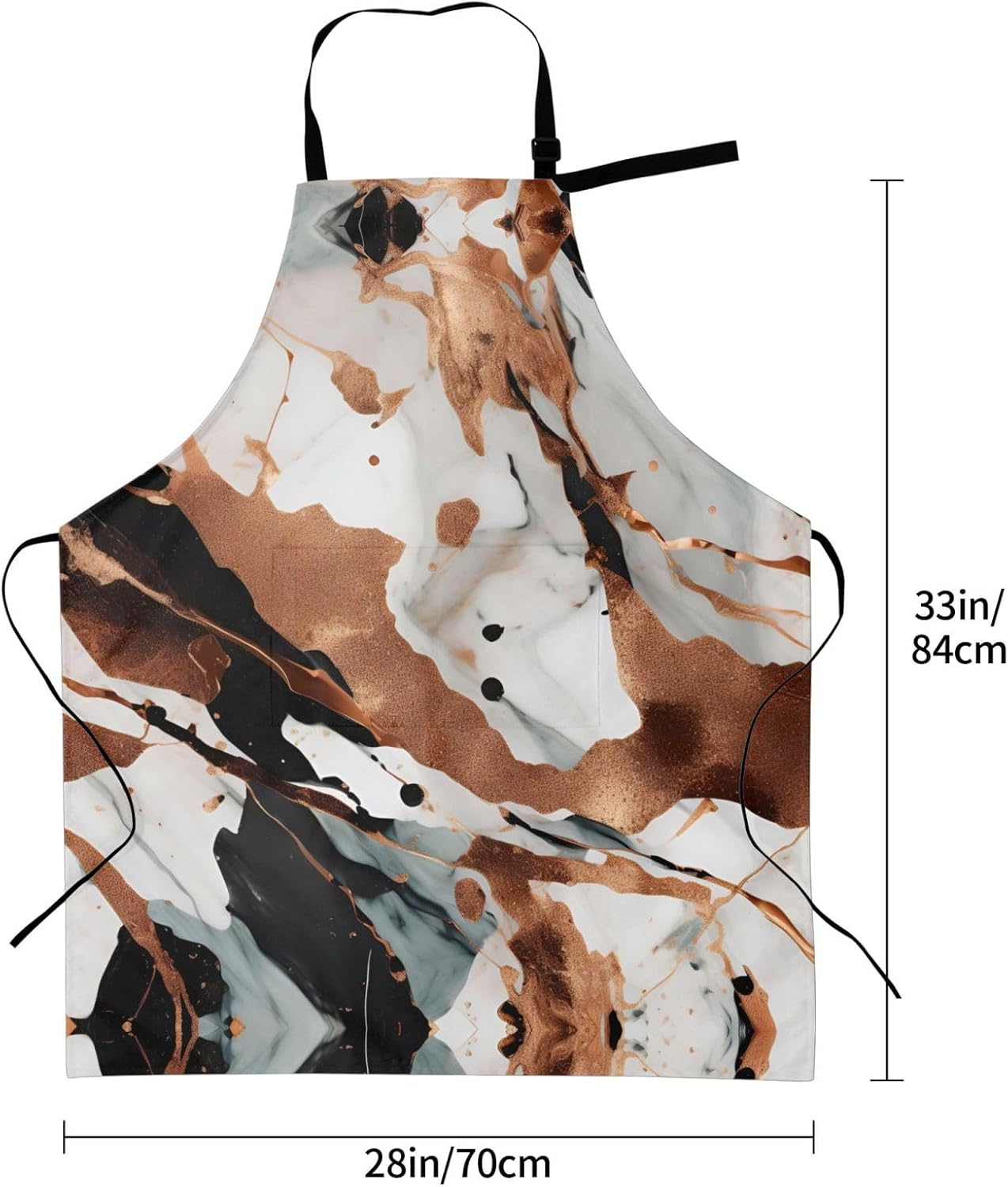 Marble Texture Copper Splatter print Waterproof apron with pocket adju