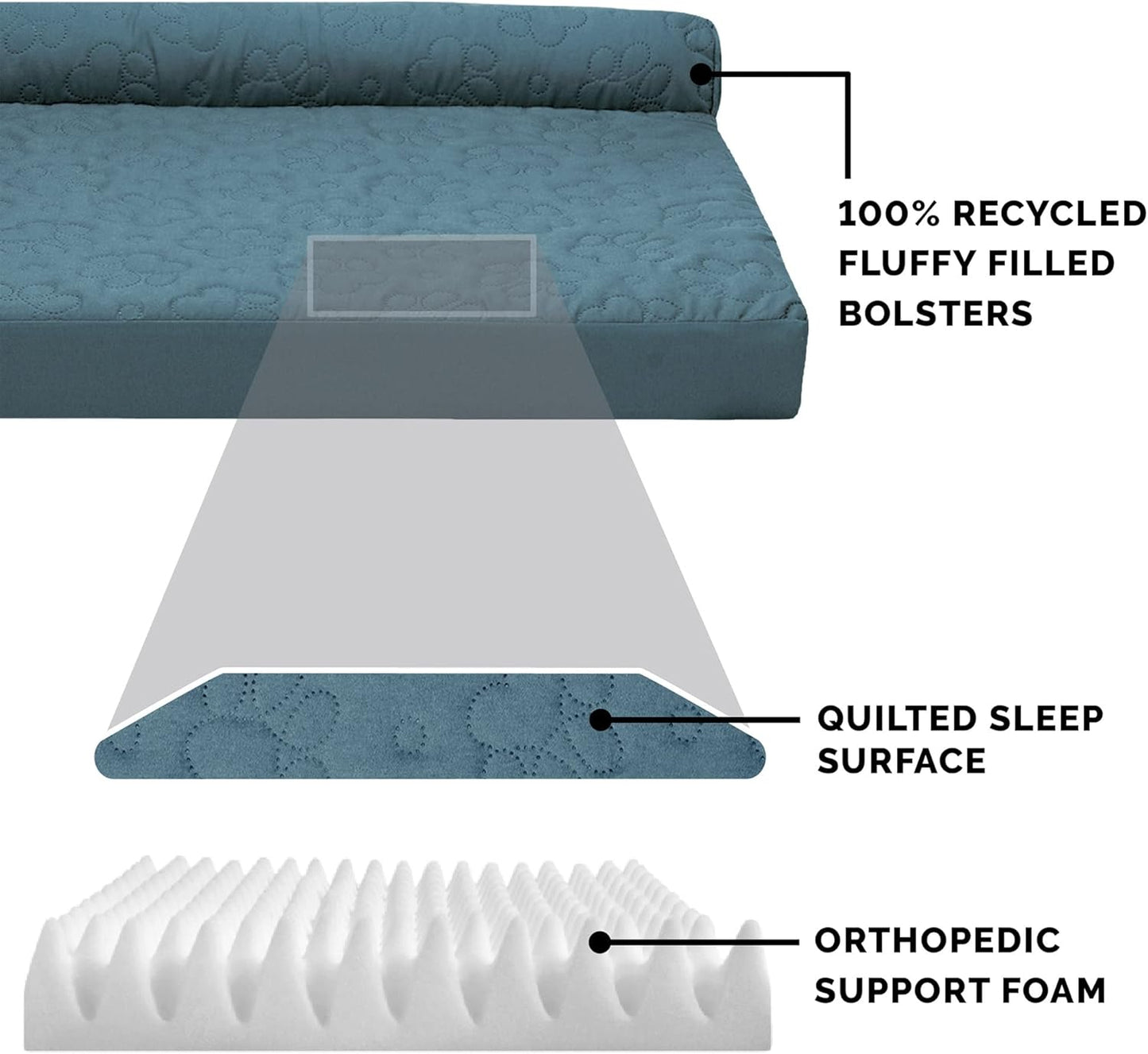 Furhaven Orthopedic Dog Bed for Large/Medium Dogs w/ Removable Bolster