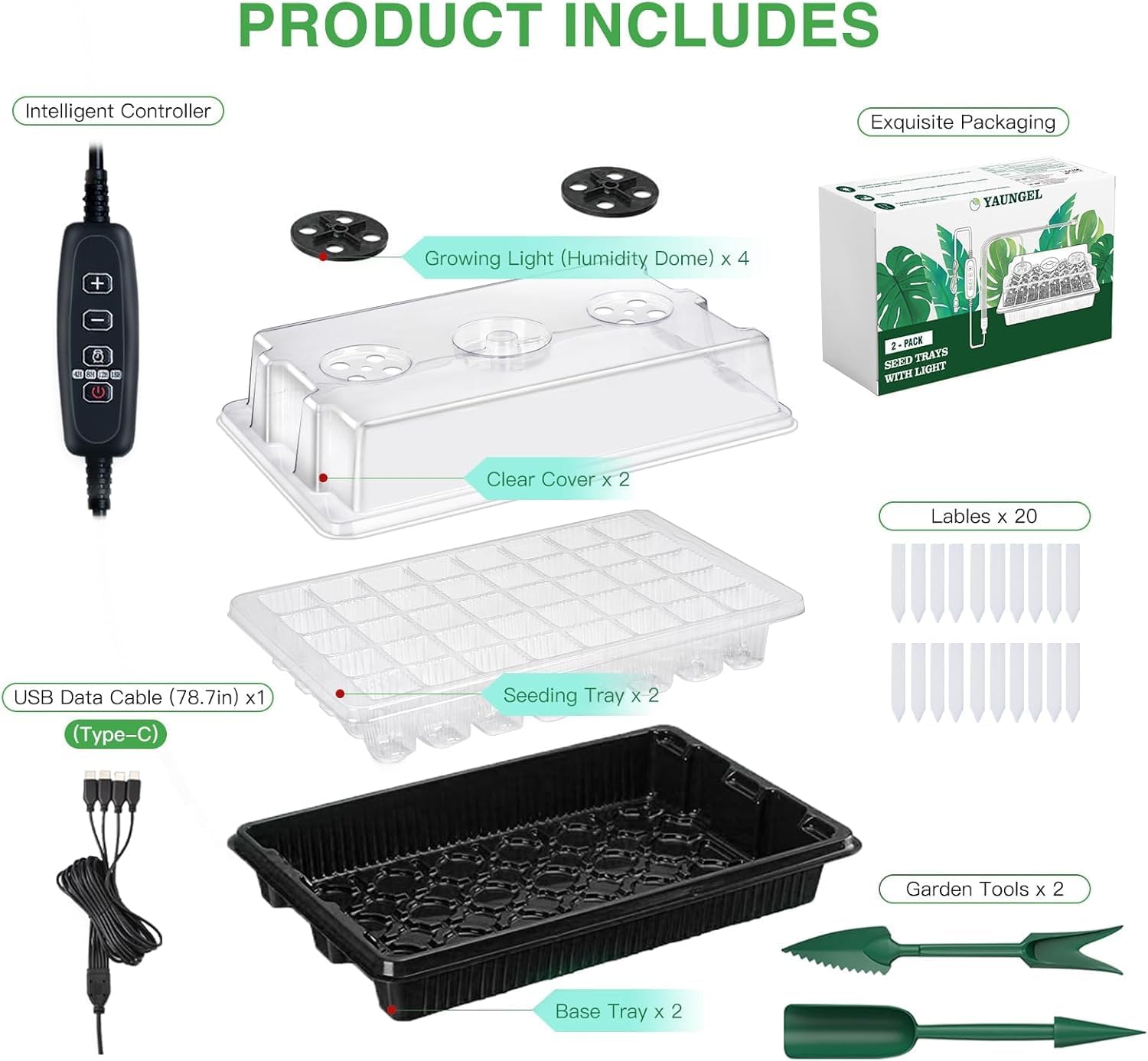 YAUNGEL Seed Starter Tray with Grow Light, Seed Starter Kit with Timin