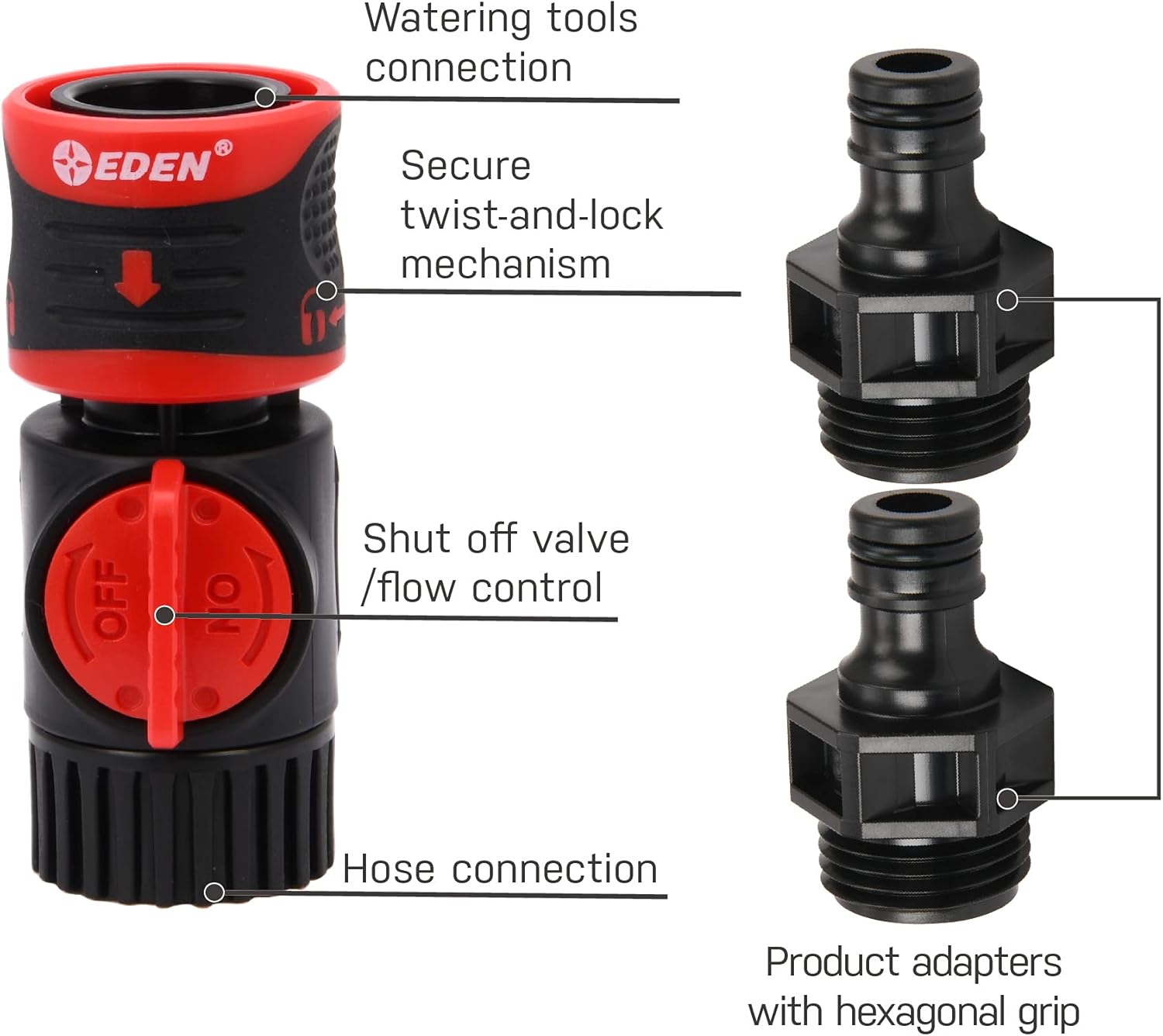Eden 93218 Premium Garden Hose Quick Connect Kit | 9-Piece / 3-Pair Sn