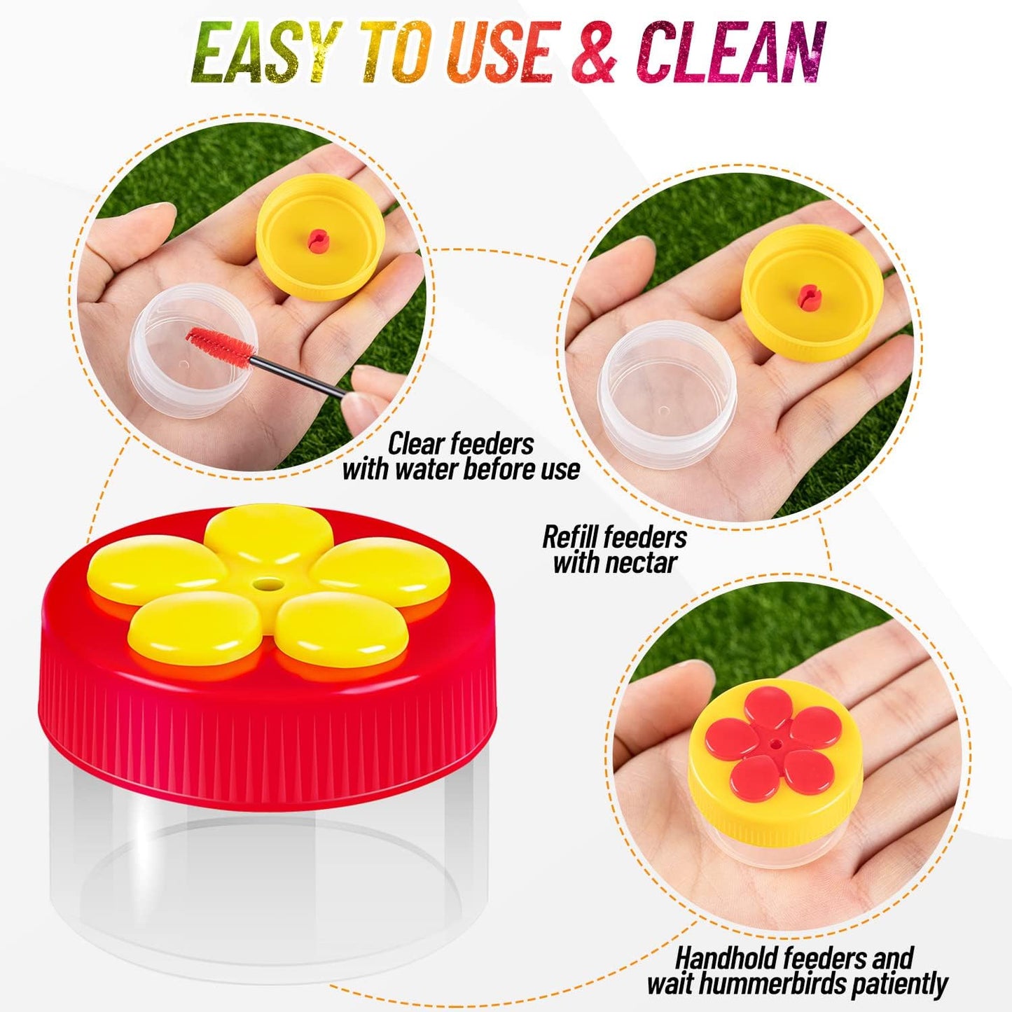 Hand Hummingbird Feeder, 4Pcs Mini Flower Hand Held Hummingbird Feeder