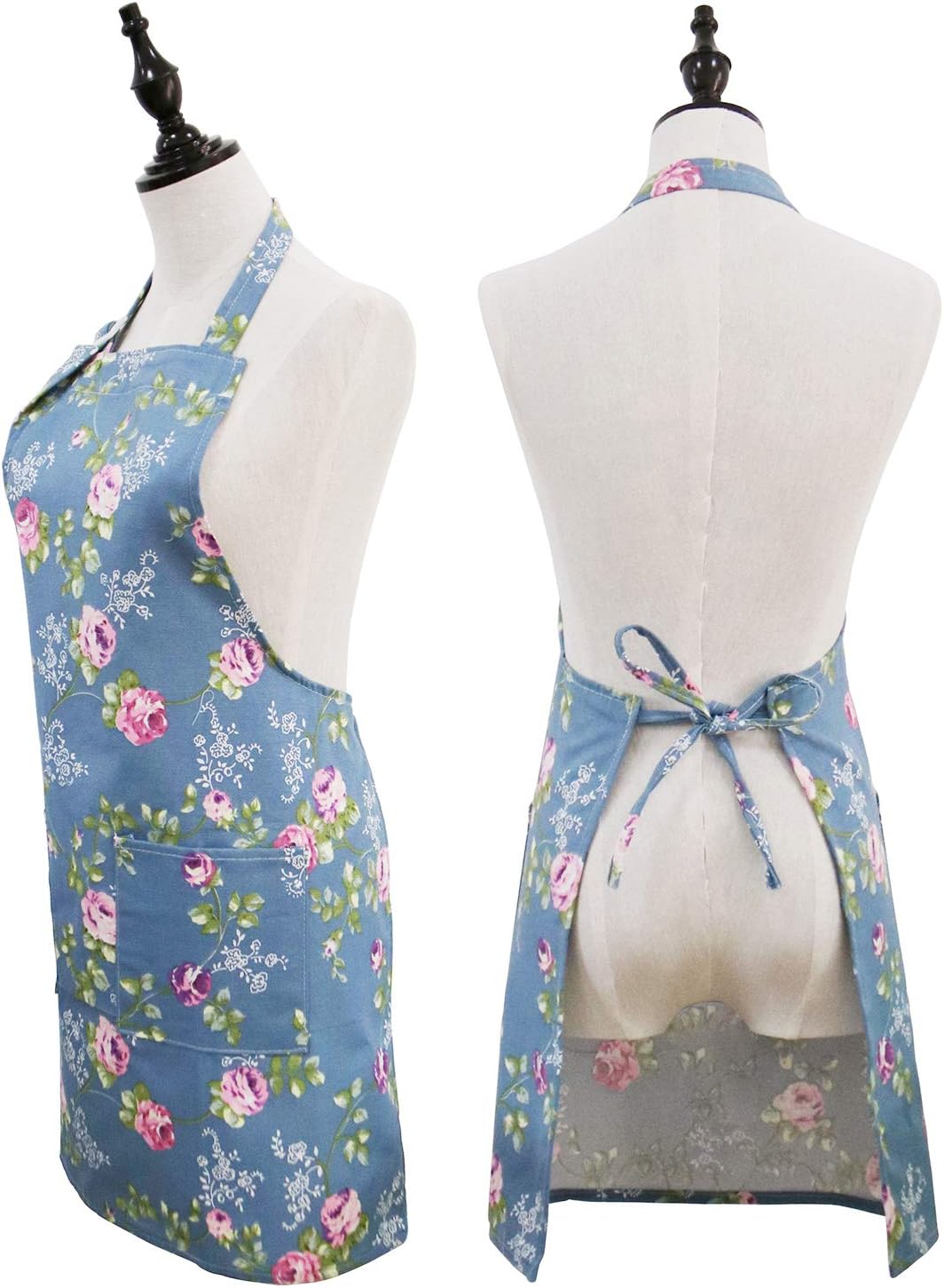 Floral Aprons for Women, 2 Pack Kitchen Aprons with Pockets for Cookin