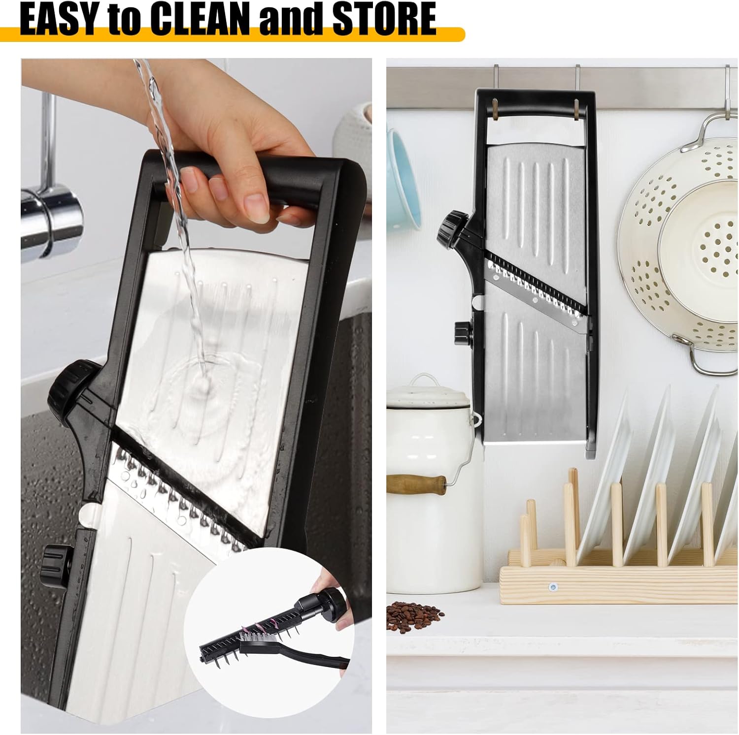 Mandoline Food slicer for kitchen, Adjustable Stainless Steel Mandolin