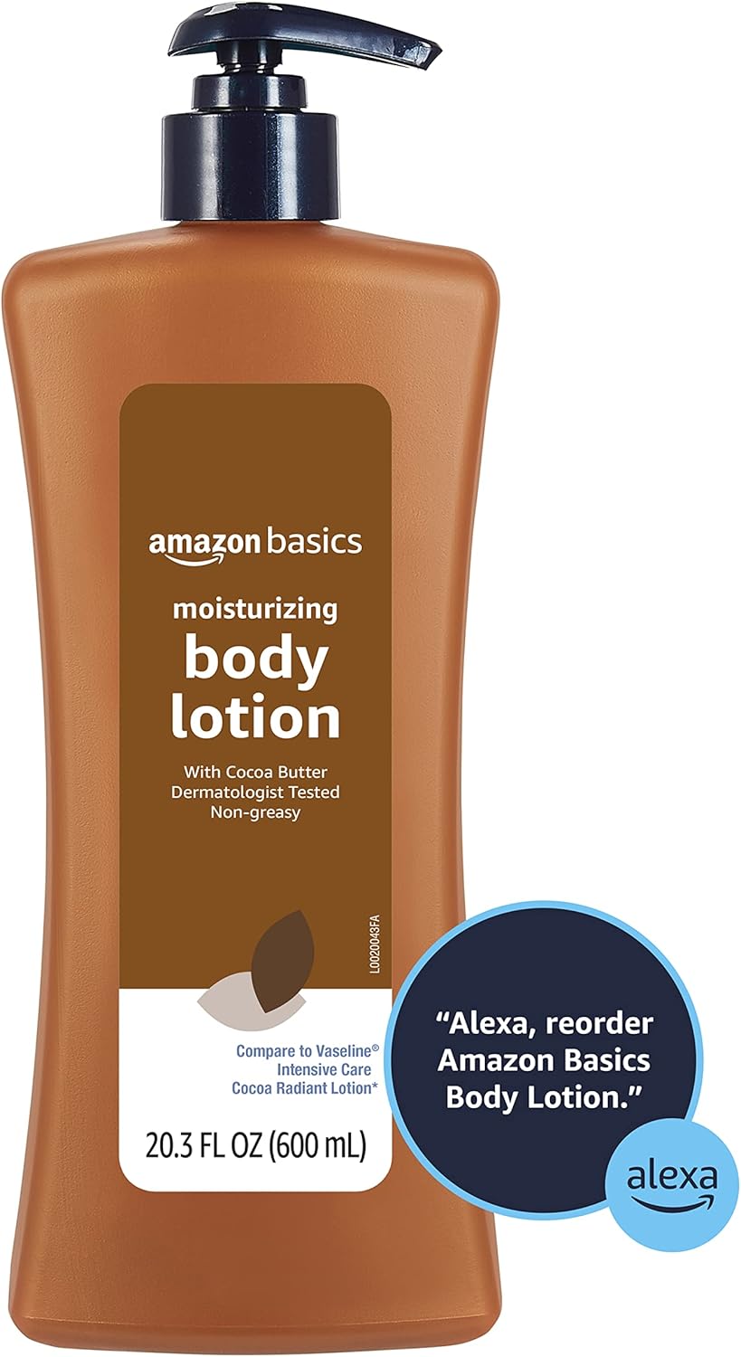 Amazon Basics Moisturizing Cocoa Butter Body Lotion for Dry Skin, Non-