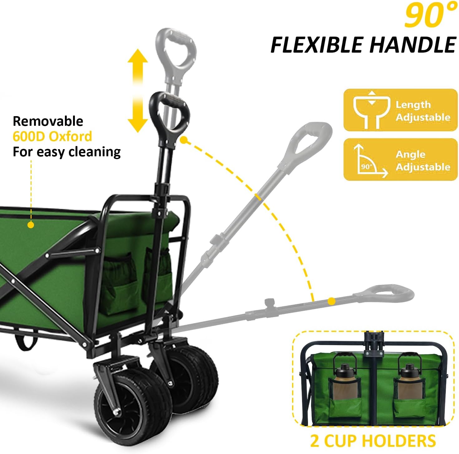 Foldable Wagon Cart, 300lbs Folding Utility Cart with All-Terrain Whee
