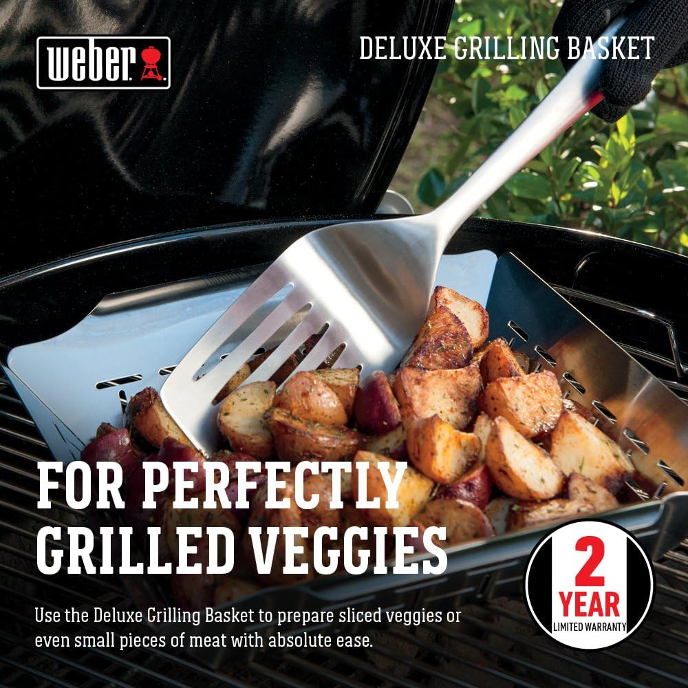 Weber Deluxe Grilling Basket – Stainless Steel Grill Basket for Vegeta