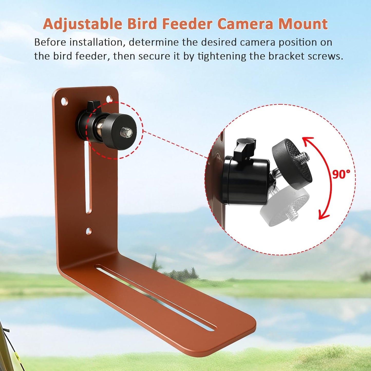 Zivif Smart Outdoor Bird Feeder with Camera Mount, Compatible with Security Cameras for Bird Watching (Camera Not Included), Brown