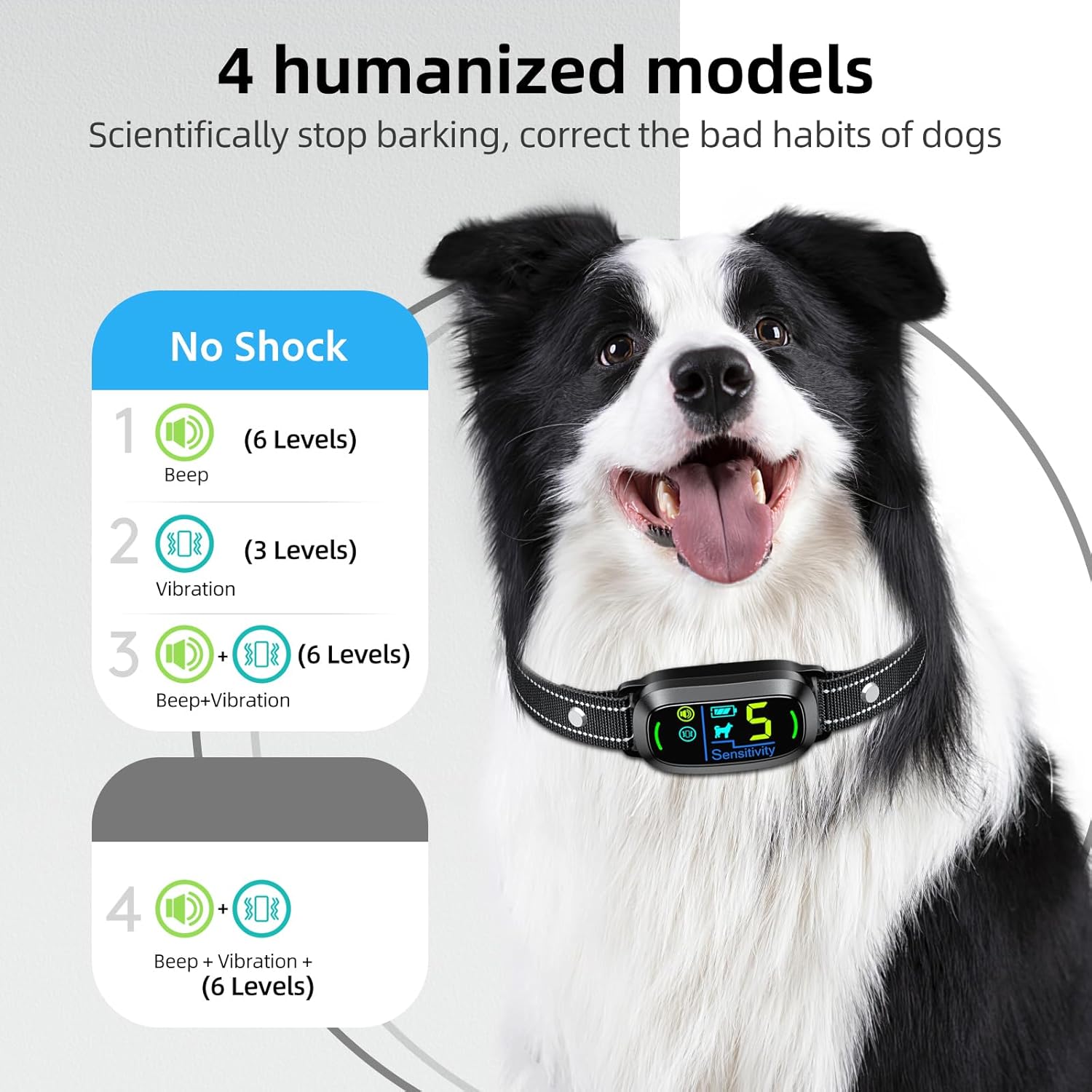 Dog Bark Collar, Rechargeable Smart Collar, Anti Barking Training Coll