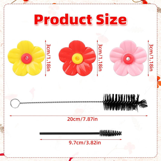 30pcs Hummingbird Feeder Replacement Flowers with 4 Cleaning Brushes, Replacement Feeding Ports Bird Feeder Parts for Hummingbird Feeders