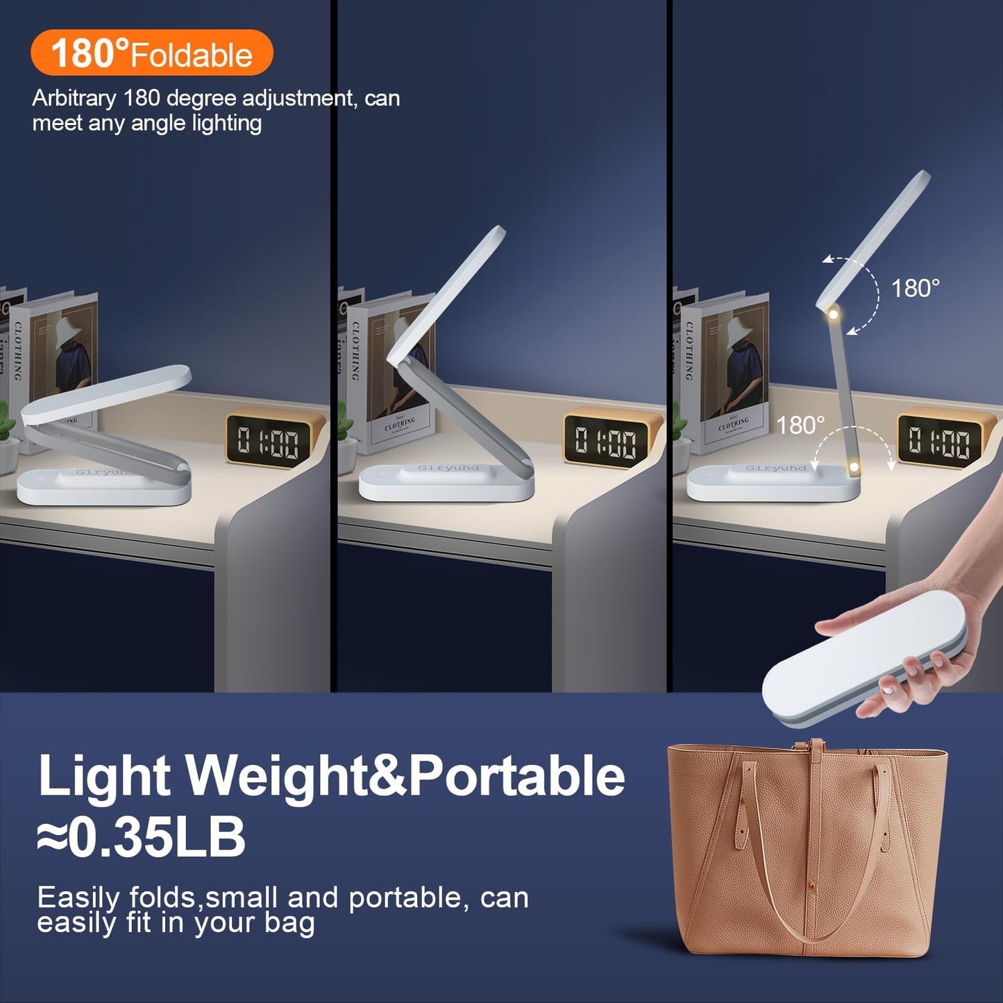 LED Desk Lamp for Office Home & Battery Operated Lamp Rechargeable Lam