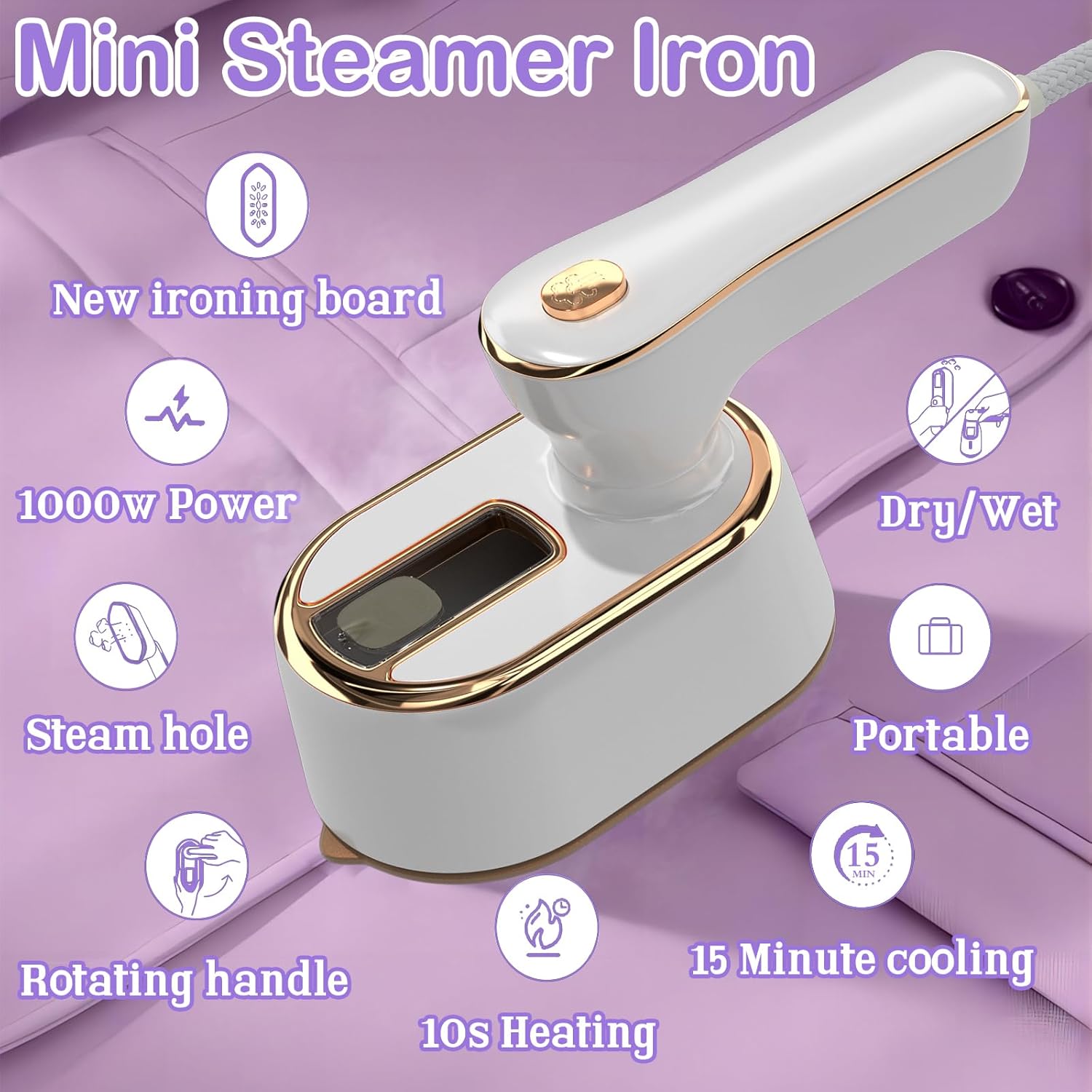 Travel Steamer Iron for Clothes Mini - Portable Ironing Machine Travel