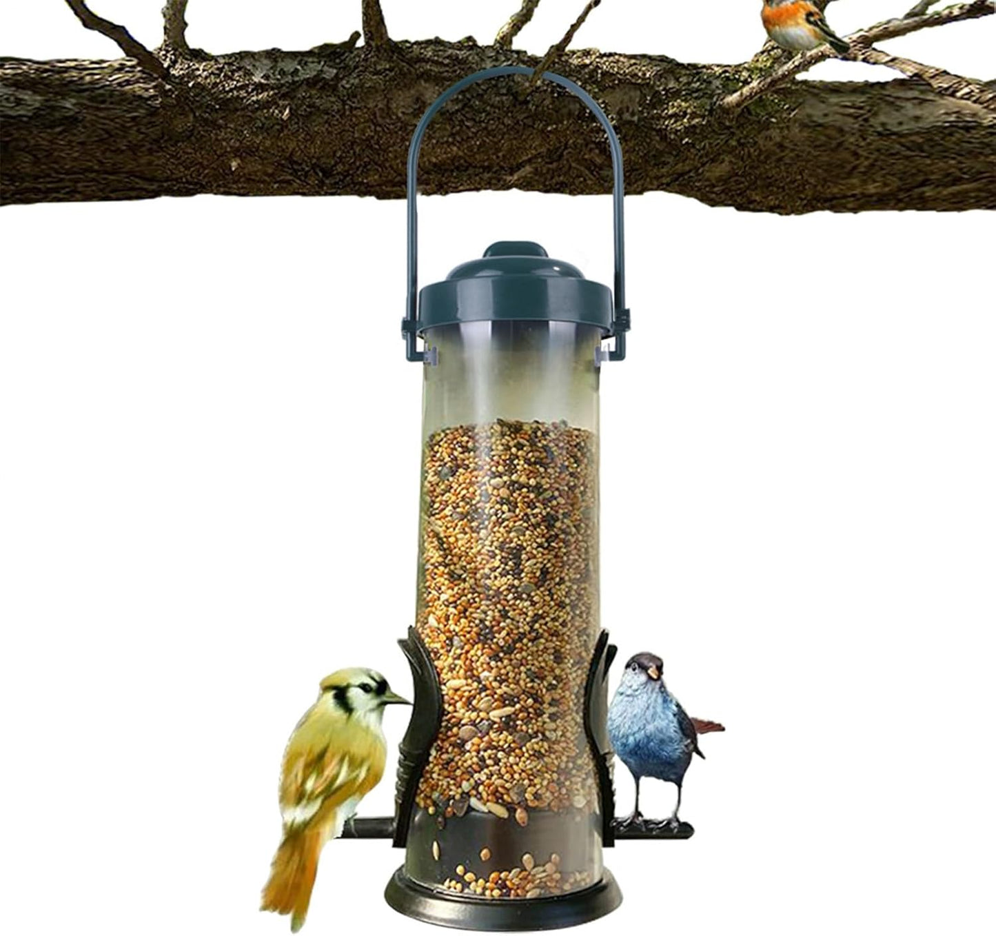 Hummingbird Feeder, Automatic Feeding Tube, Small Squirrel Proof Bird Feeder for Garden Courtyard Balcony Deck Farm Park, Outdoor Accessory for Attracting Birds with Easy Refill Design