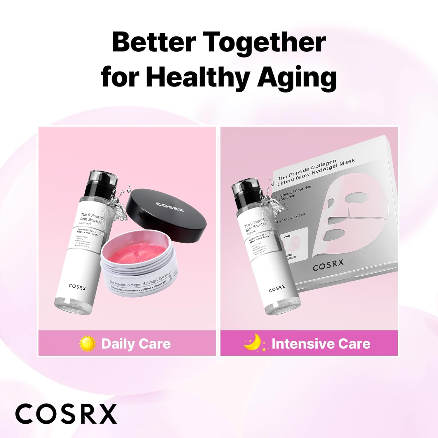 COSRX Pink Peptides Collagen Lifting Glow Hydrogel Face Masks Skincare