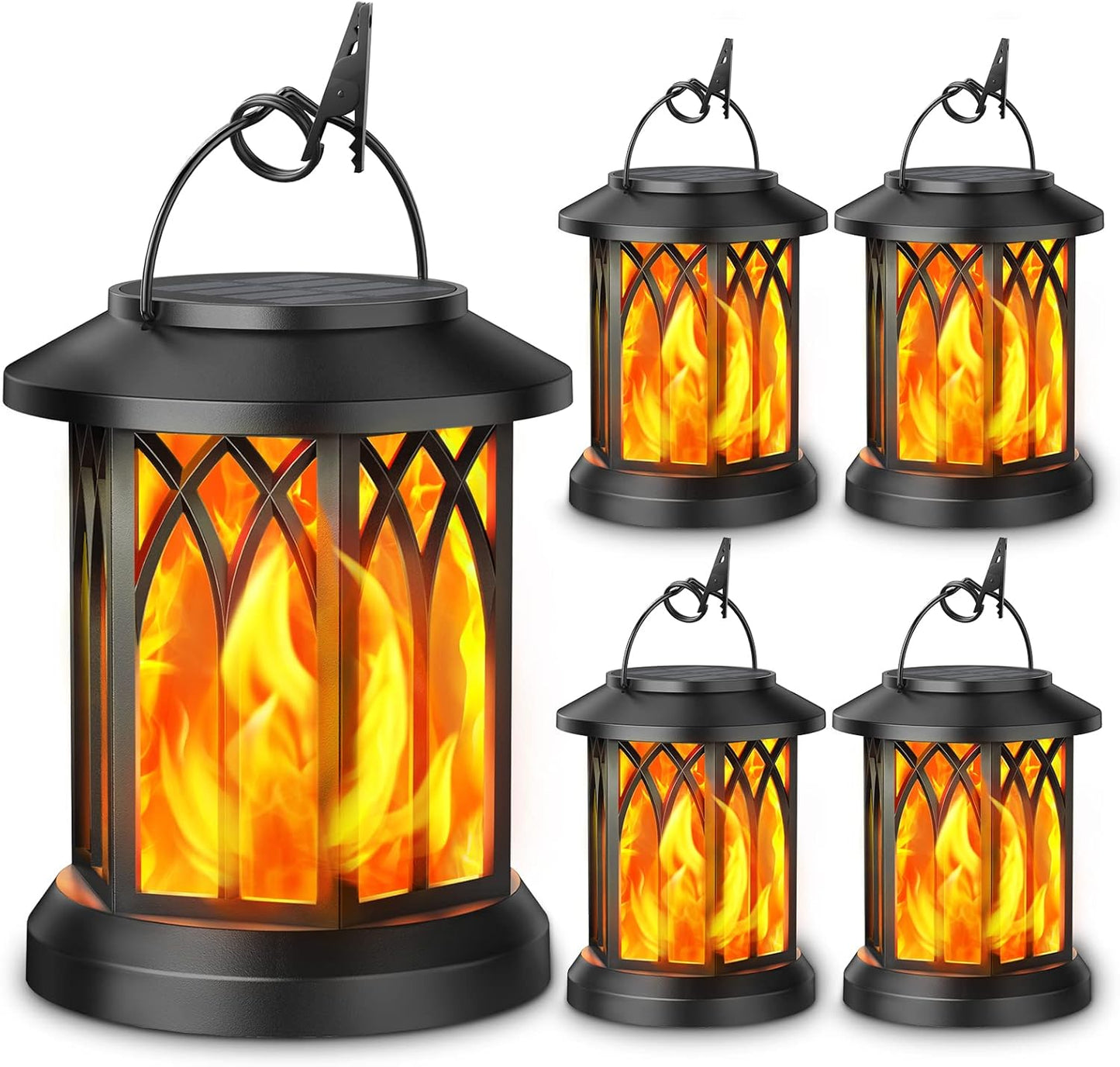 KOOPER 4 Pack Solar Lantern Outdoor Lights, Upgraded Flickering Flame 