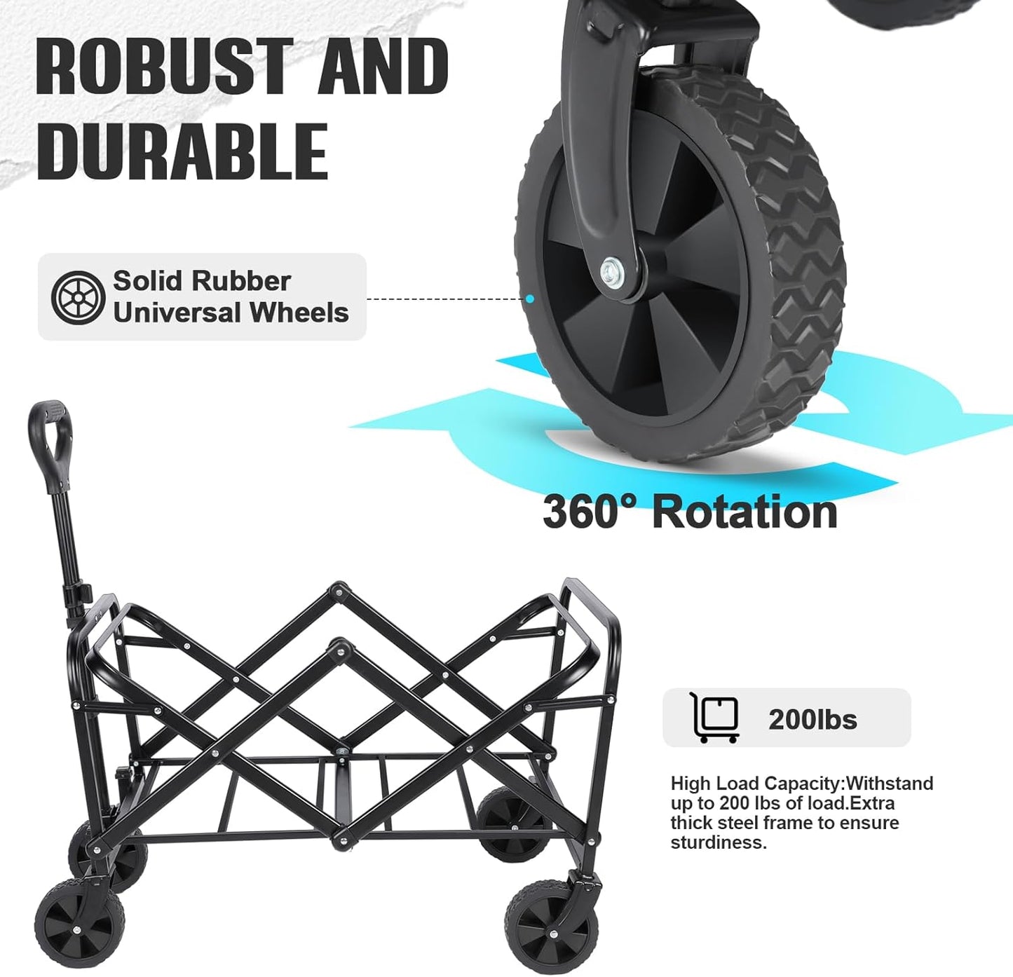 Collapsible Wagon Cart Foldable,Wagon Carts with Wheels Folding,Utilit