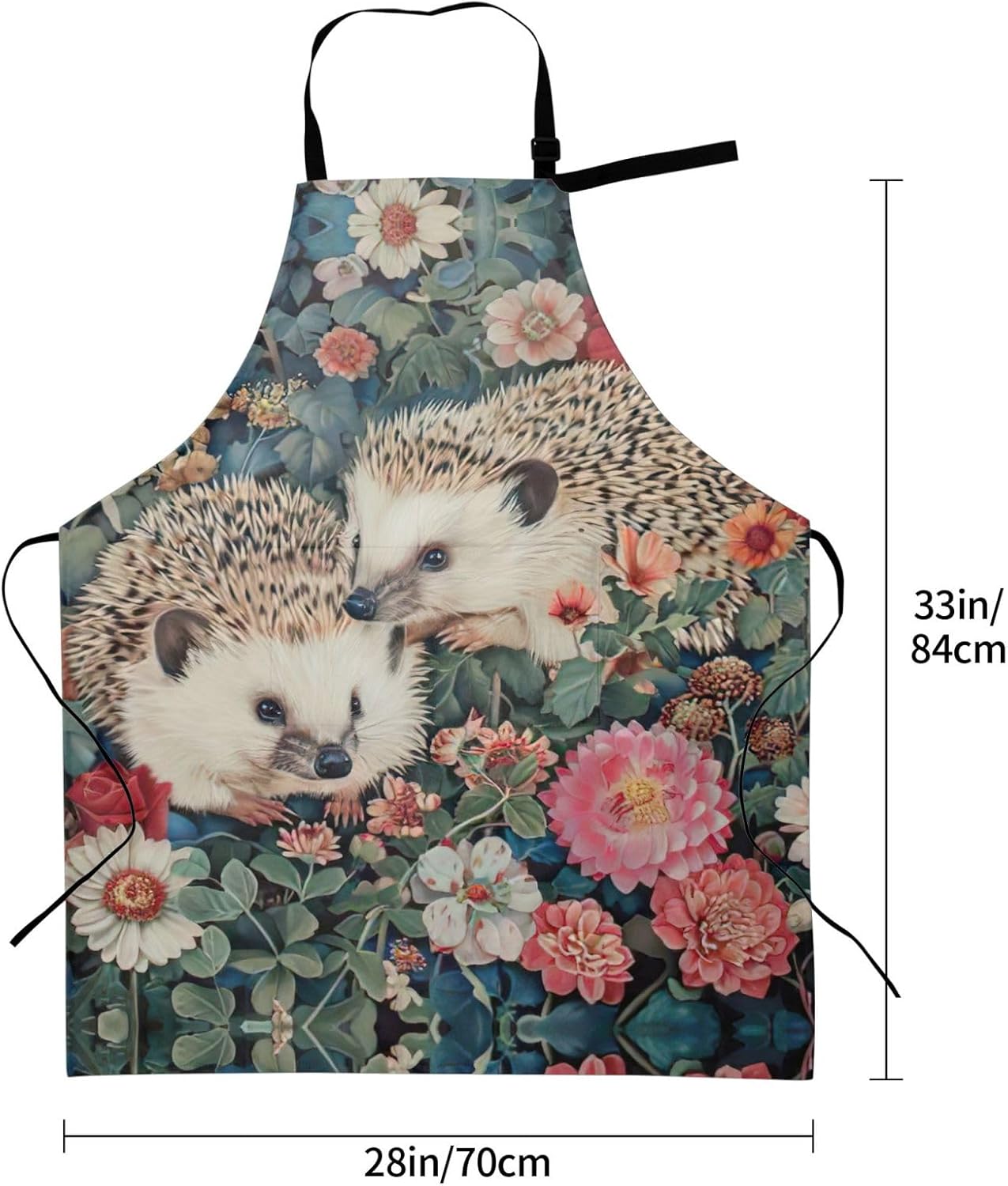 Floral Hedgehogs Print Laundry apron 28x33 In Waterproof Kitchen Apron
