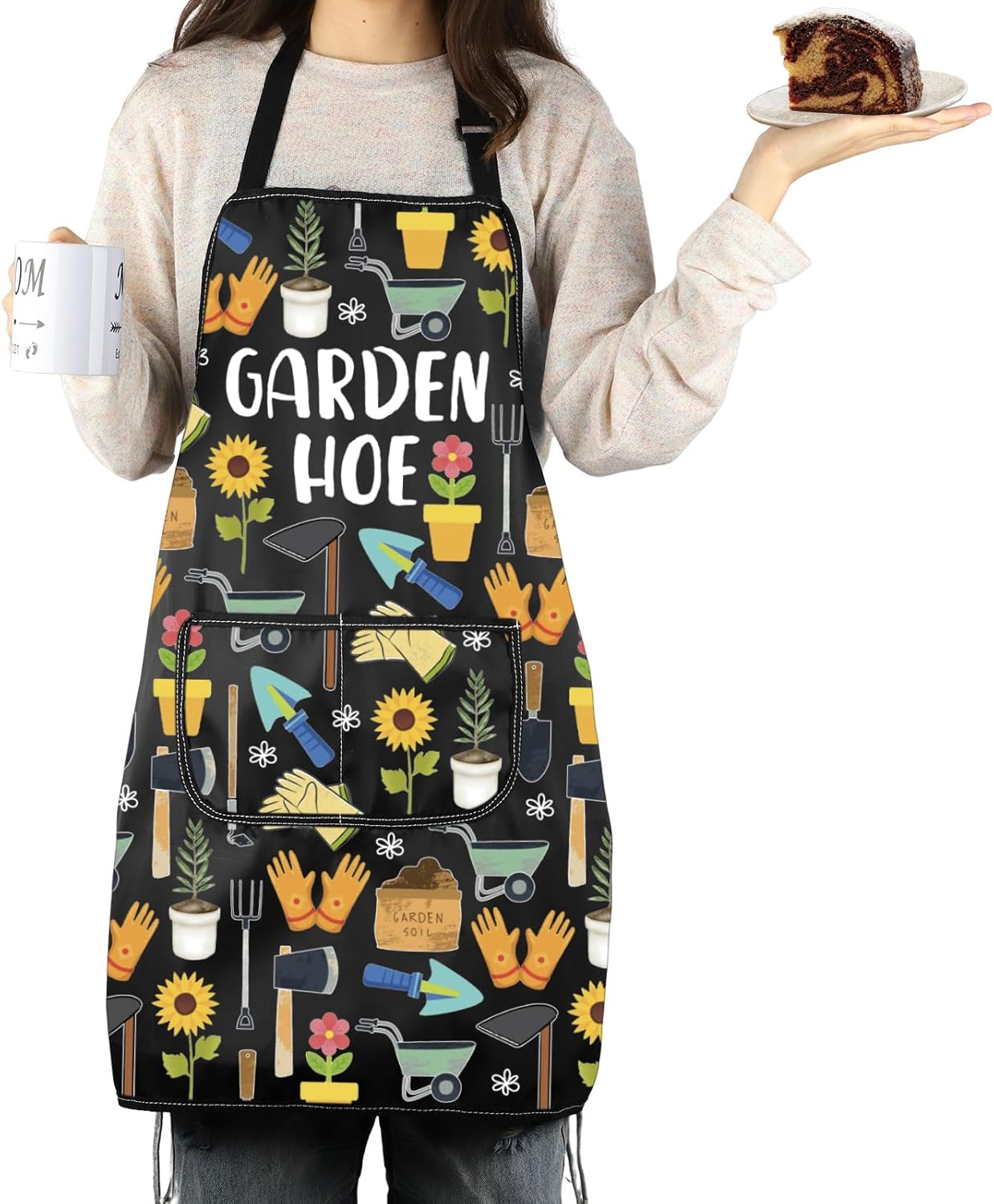 MNIGIU Gardener Apron With Pockets Funny Gardening Gifts Garden Hoe Apron Farmer Inspired Gift Plant Lover Merch
