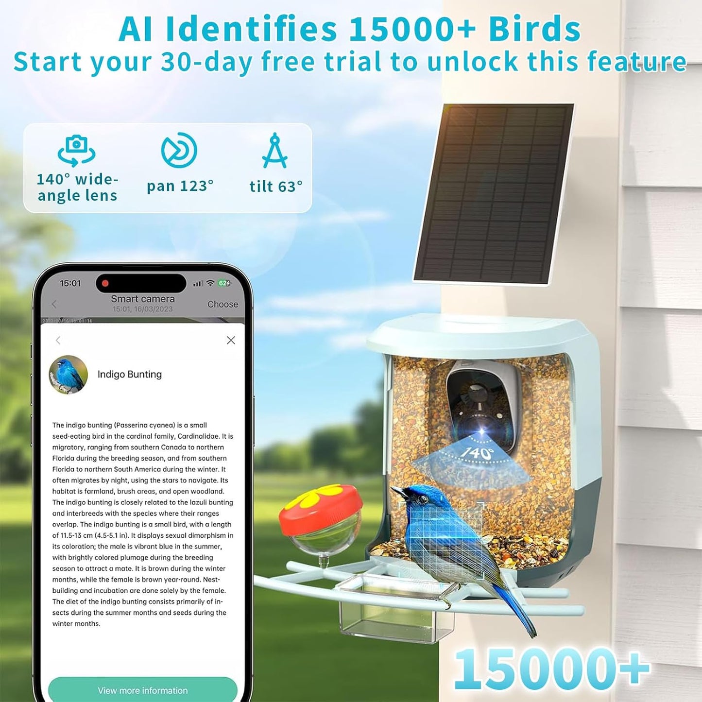 Smart Bird Feeder with Camera Solar Powered - 2K HD Video Camera AI Id